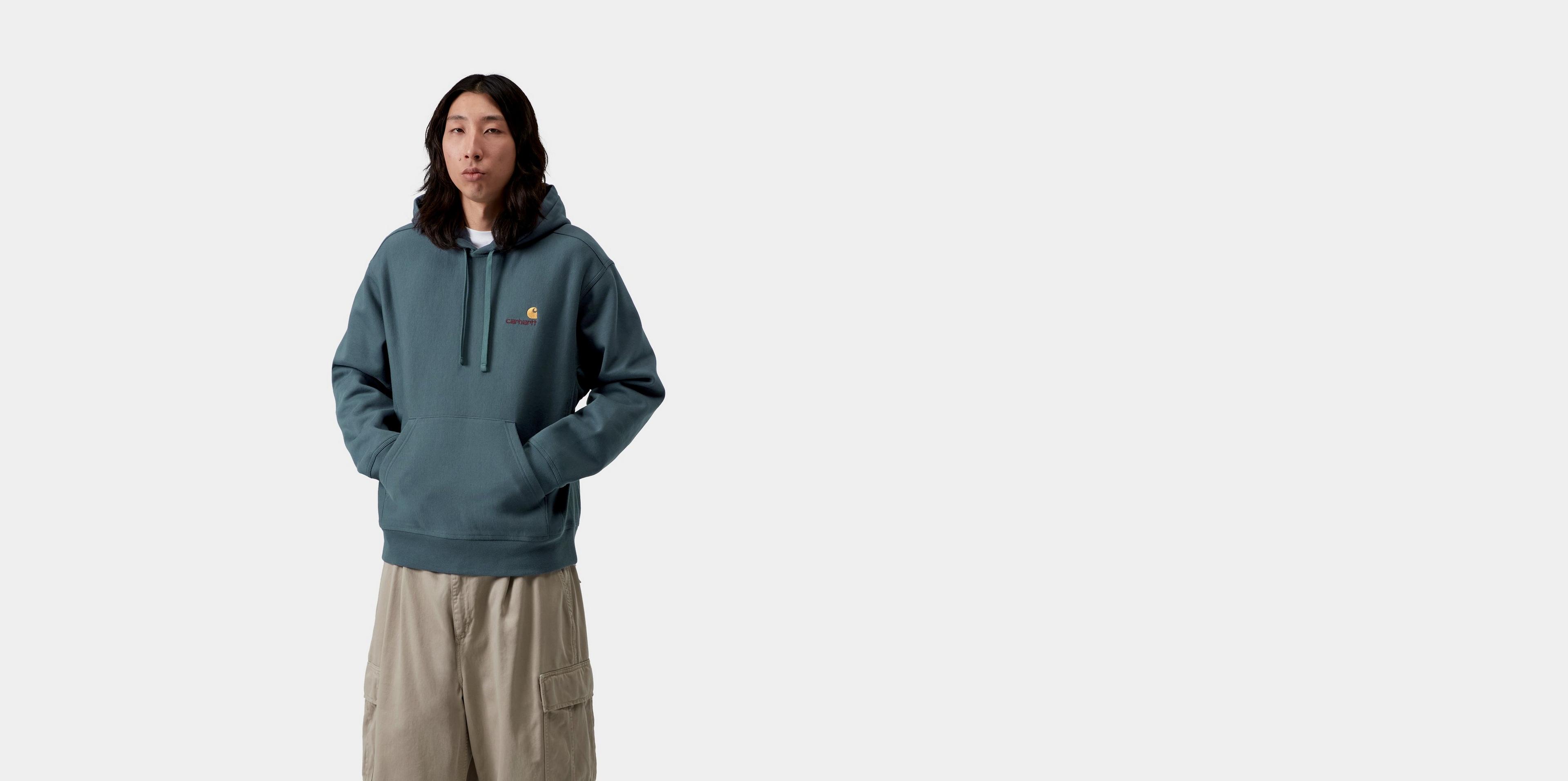Carhartt WIP Hooded American Script Sweatshirt, Office Blue