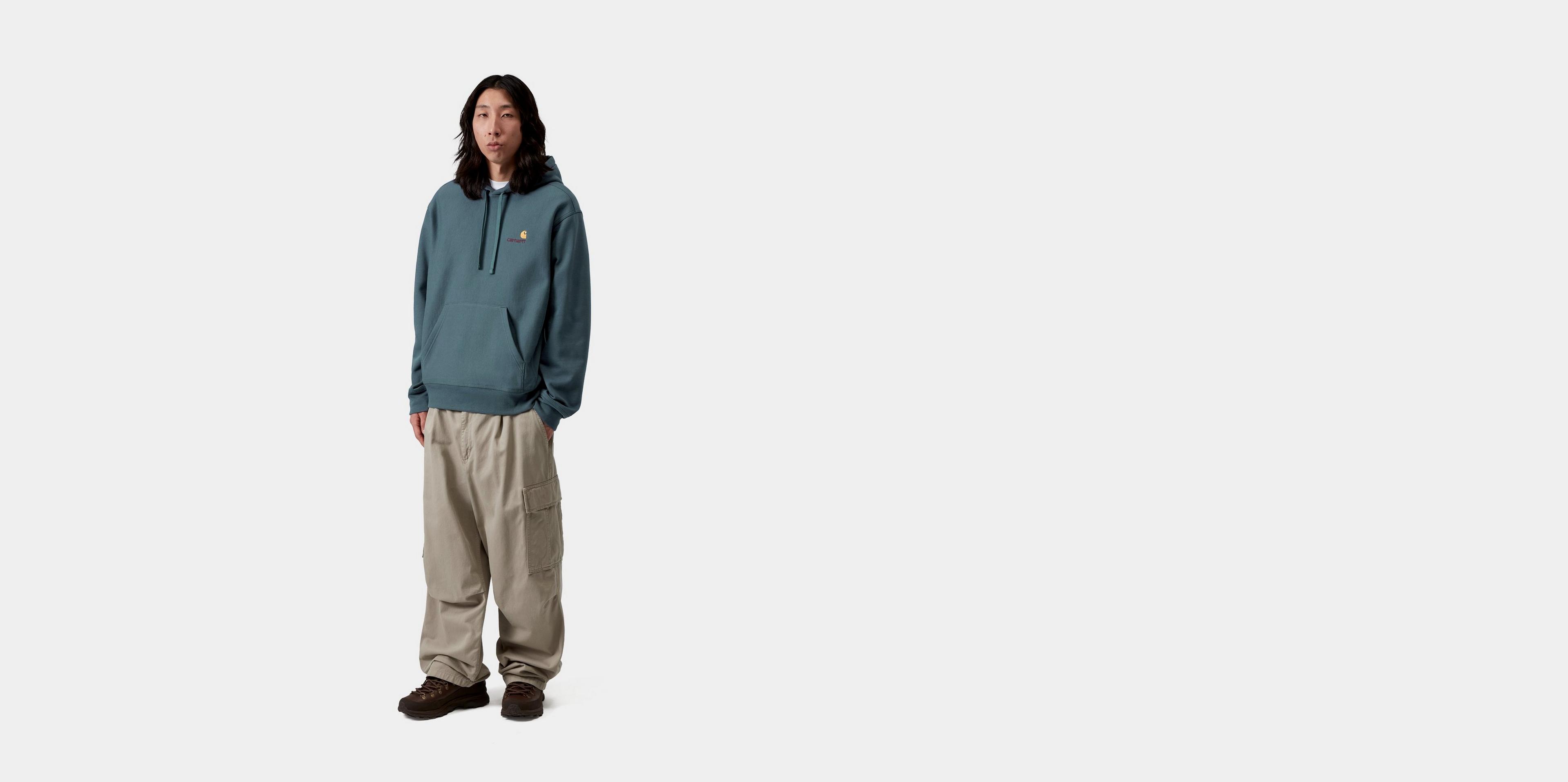 Carhartt WIP Hooded American Script Sweatshirt, Office Blue