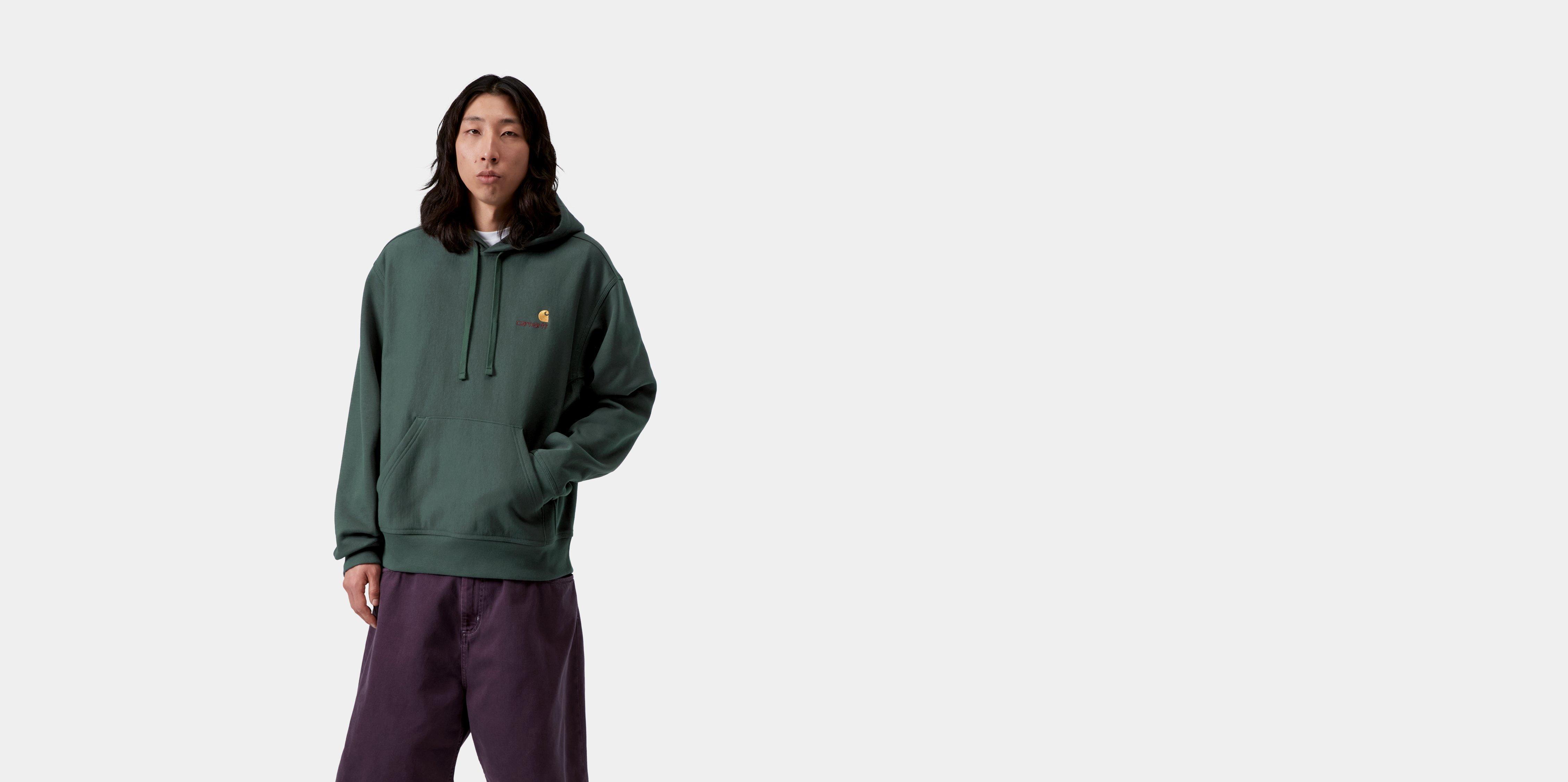 Carhartt WIP Hooded American Script Sweatshirt Kale Green | S | Men
