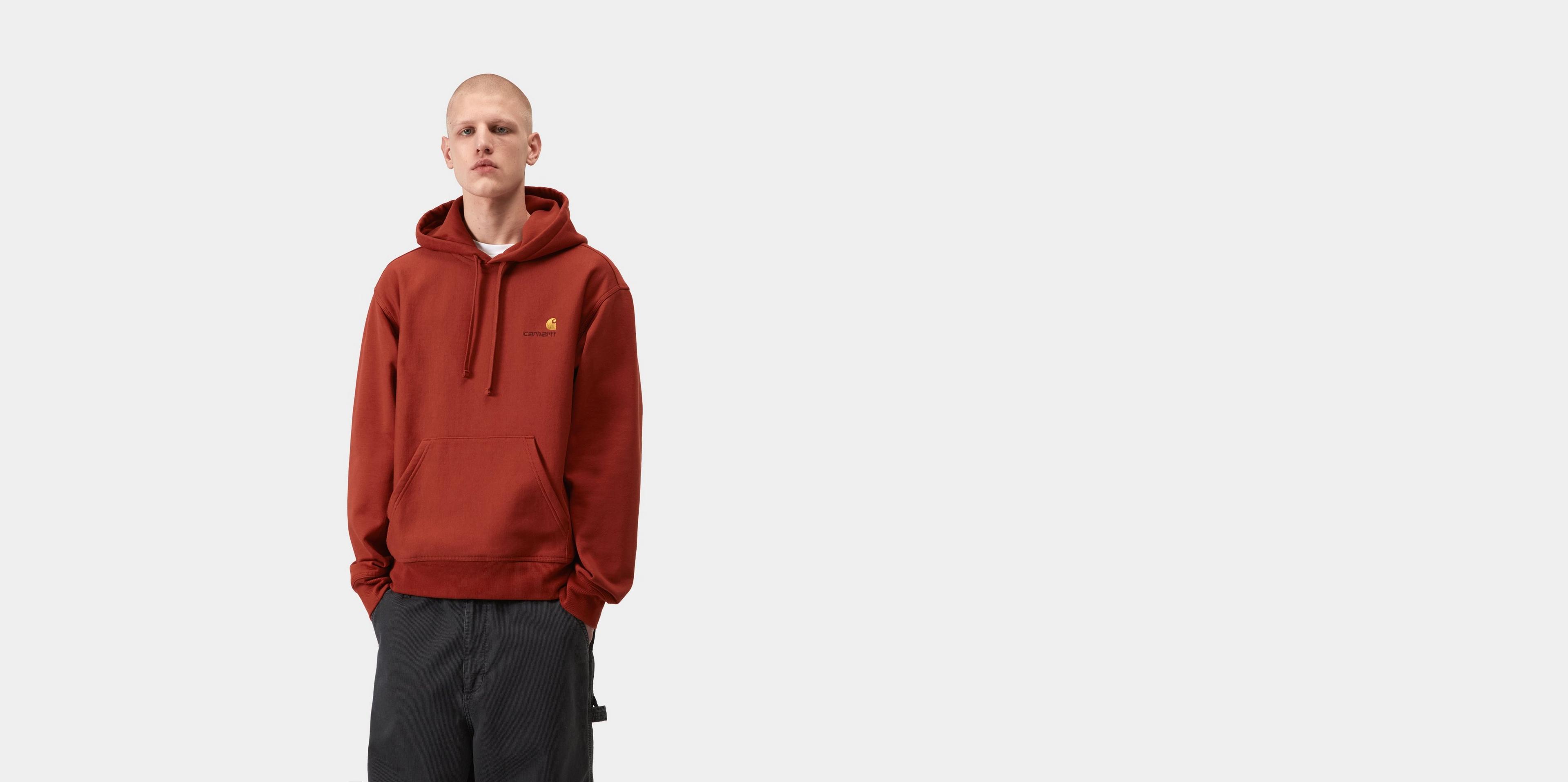 Carhartt WIP Hooded American Script Sweatshirt, Oxide Red