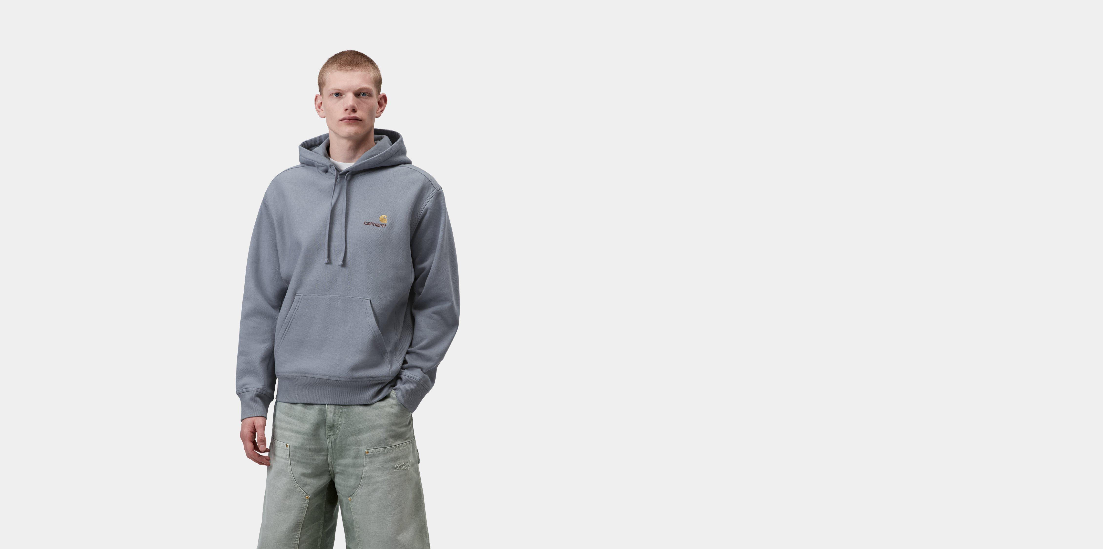 Carhartt WIP Hooded American Script Sweatshirt Shady Blue | M | Men