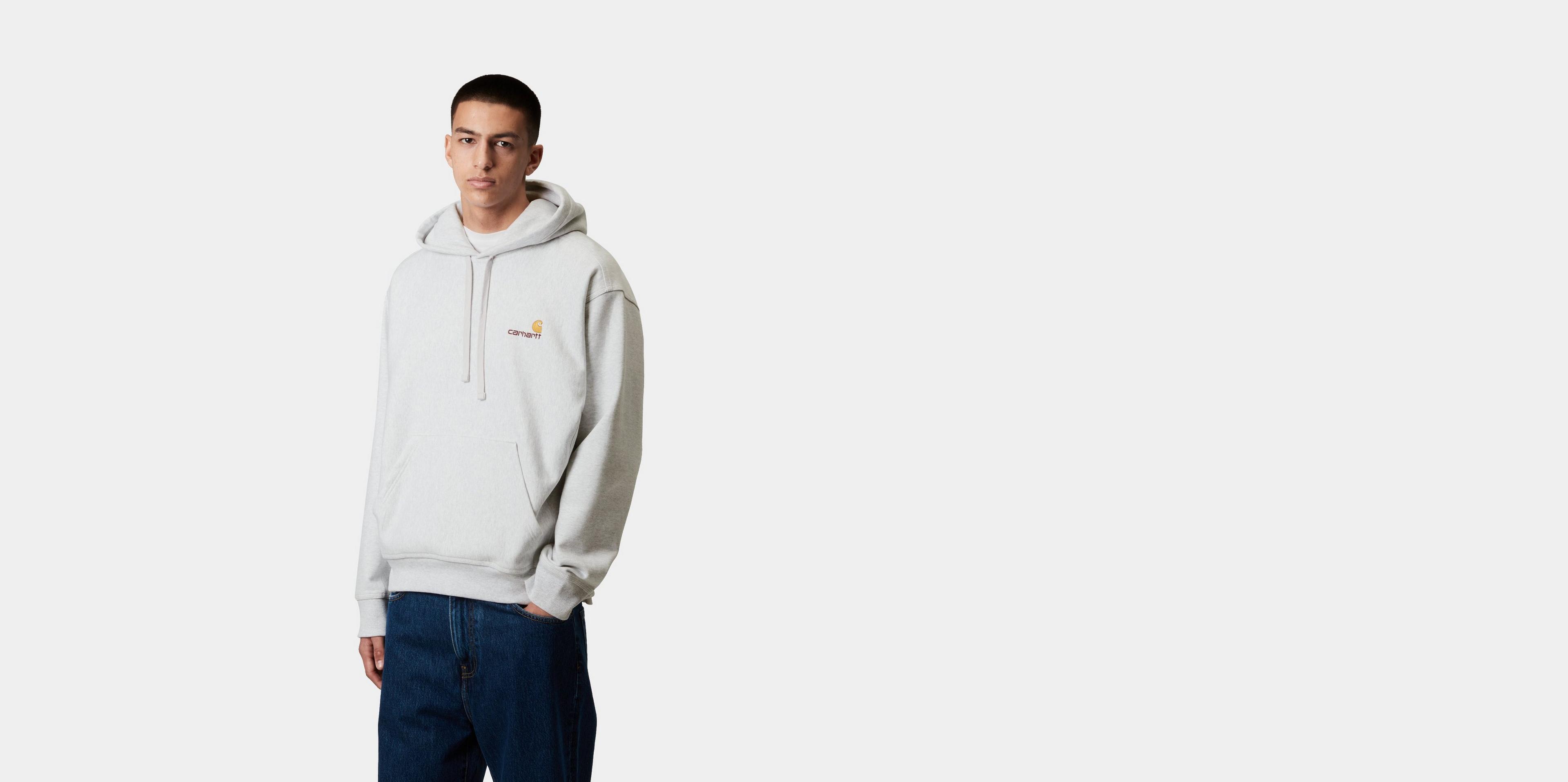 Carhartt WIP Hooded American Script Sweatshirt, Ash Heather