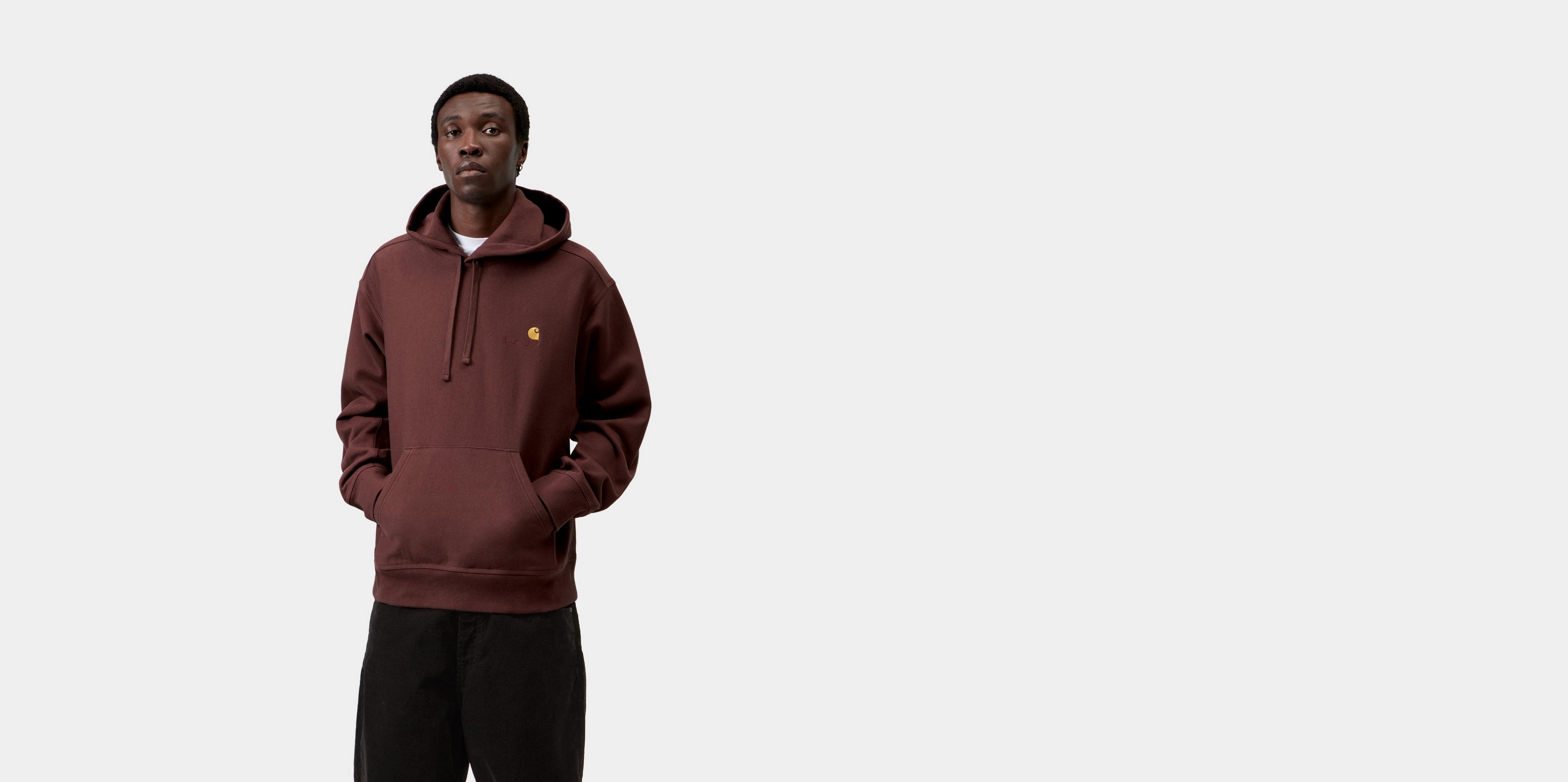 Carhartt WIP Hooded American Script Sweatshirt, Amarone | Official