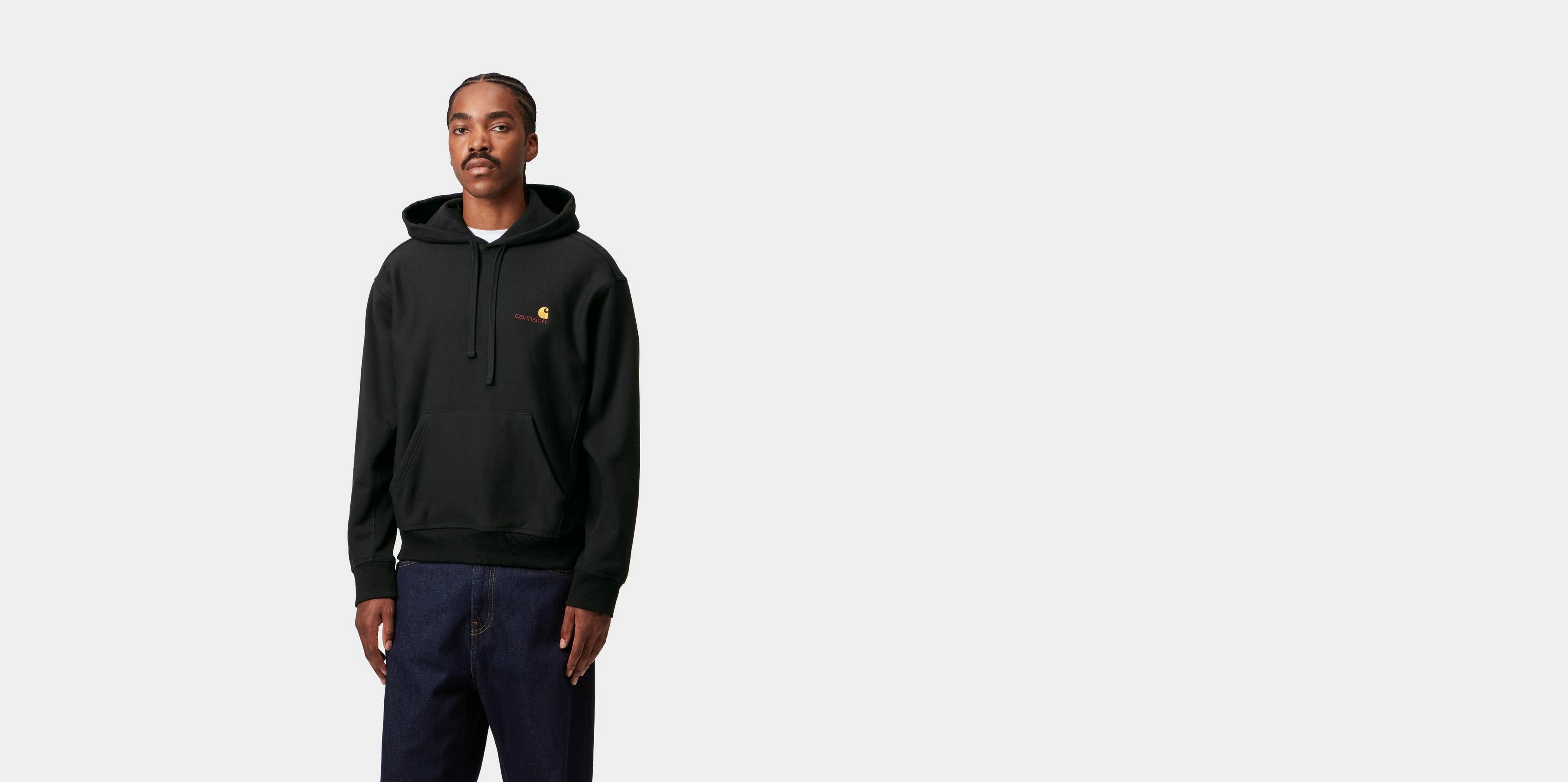 Carhartt WIP Hooded American Script Sweatshirt, Black