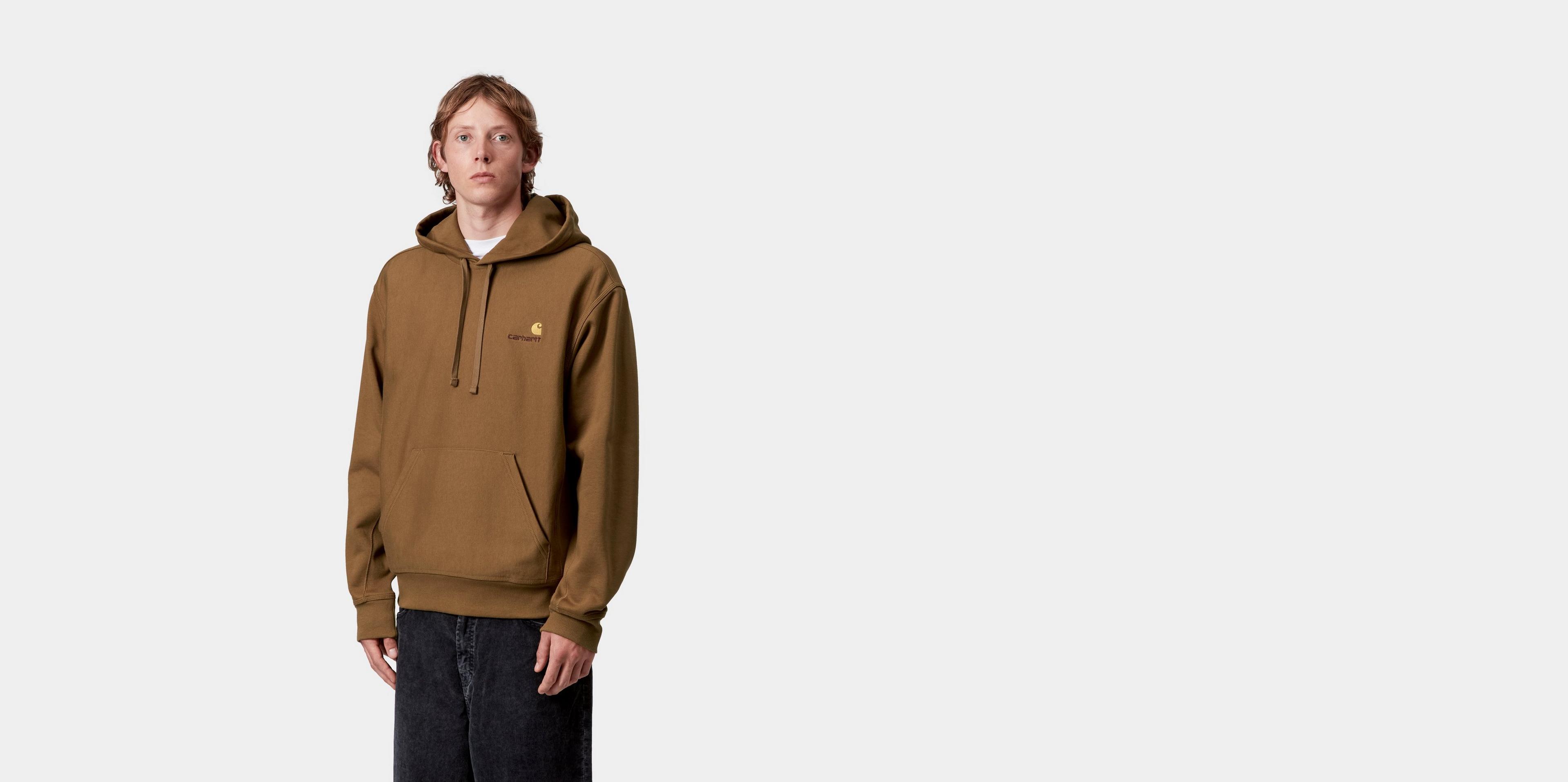 Carhartt WIP Hooded American Script Sweatshirt, Hamilton Brown