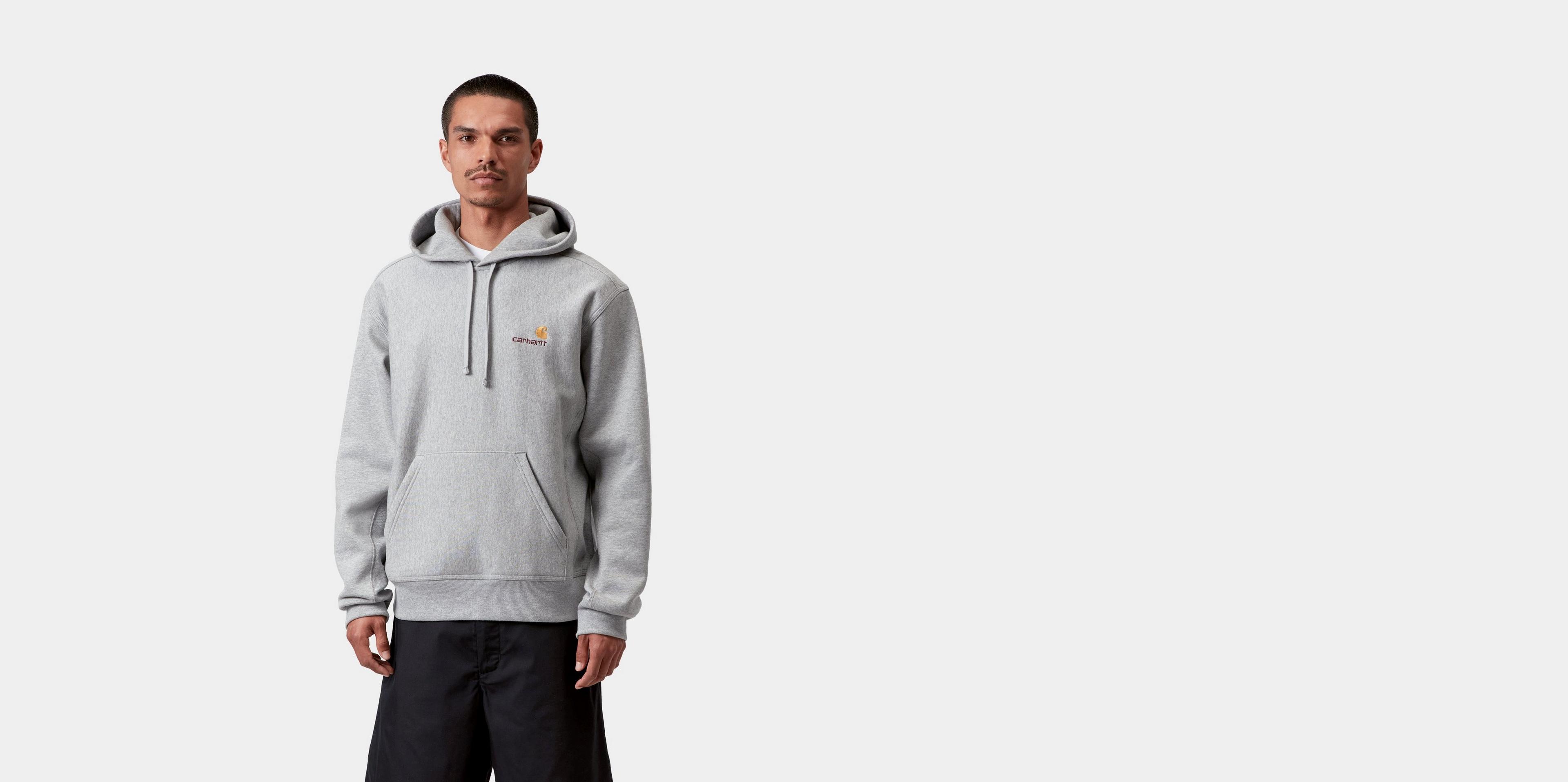 Carhartt WIP Hooded American Script Sweatshirt, Grey Heather