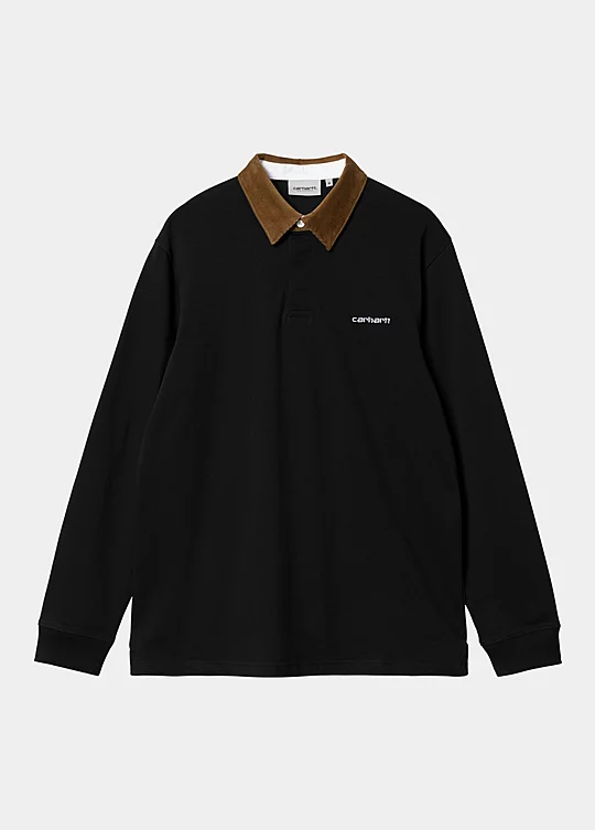 Carhartt WIP Long Sleeve Cord Rugby Polo in Schwarz