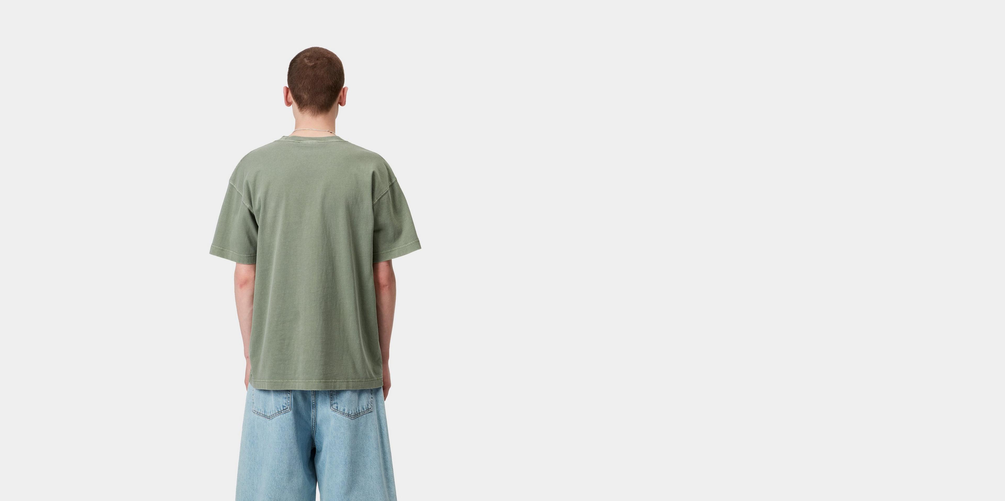 【carhartt】\"S/S Nelson\"スクエアラベル付き半袖Tシャツ/Park CARHARTT S/S NELSON T-SHIRT Park / garment dyed（カーハート