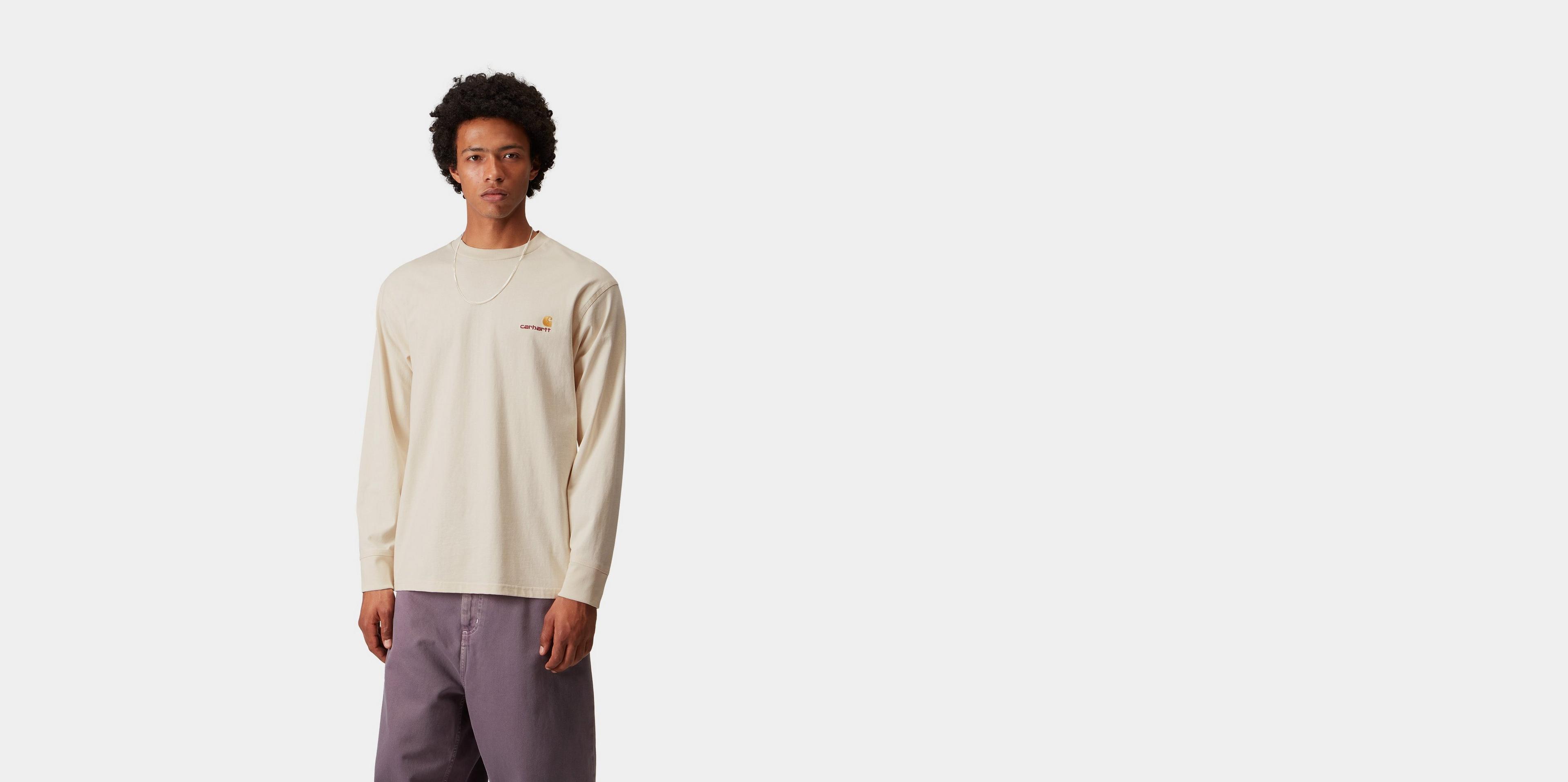 【Carhartt】 L/S AMERICAN SCRIPT T-SHIRT ★ LOOSE FIT Carhartt WIP American Script Long Sleeve T-Shirt | White