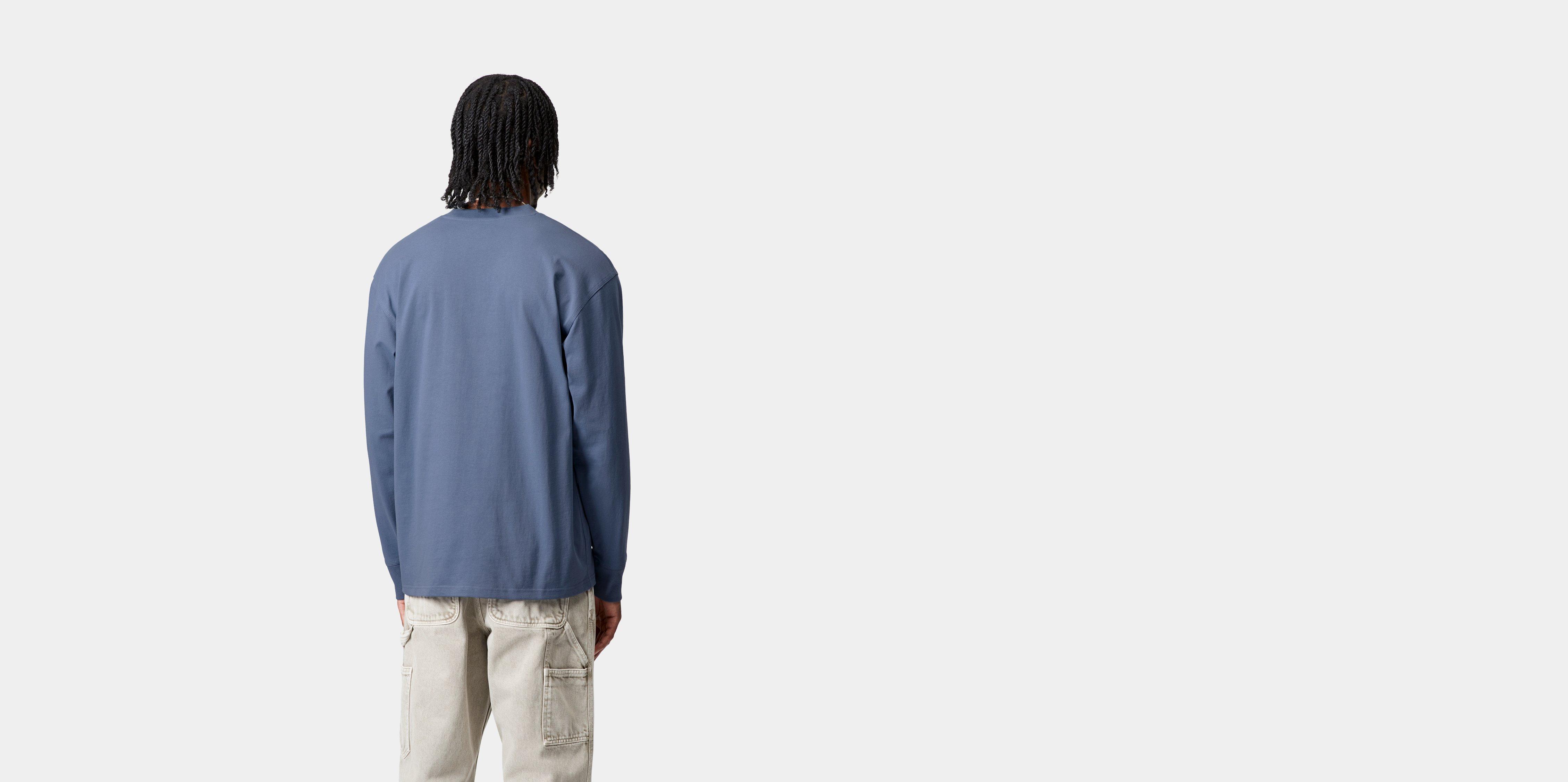 Carhartt WIP Long Sleeve American Script T-Shirt in Bleu