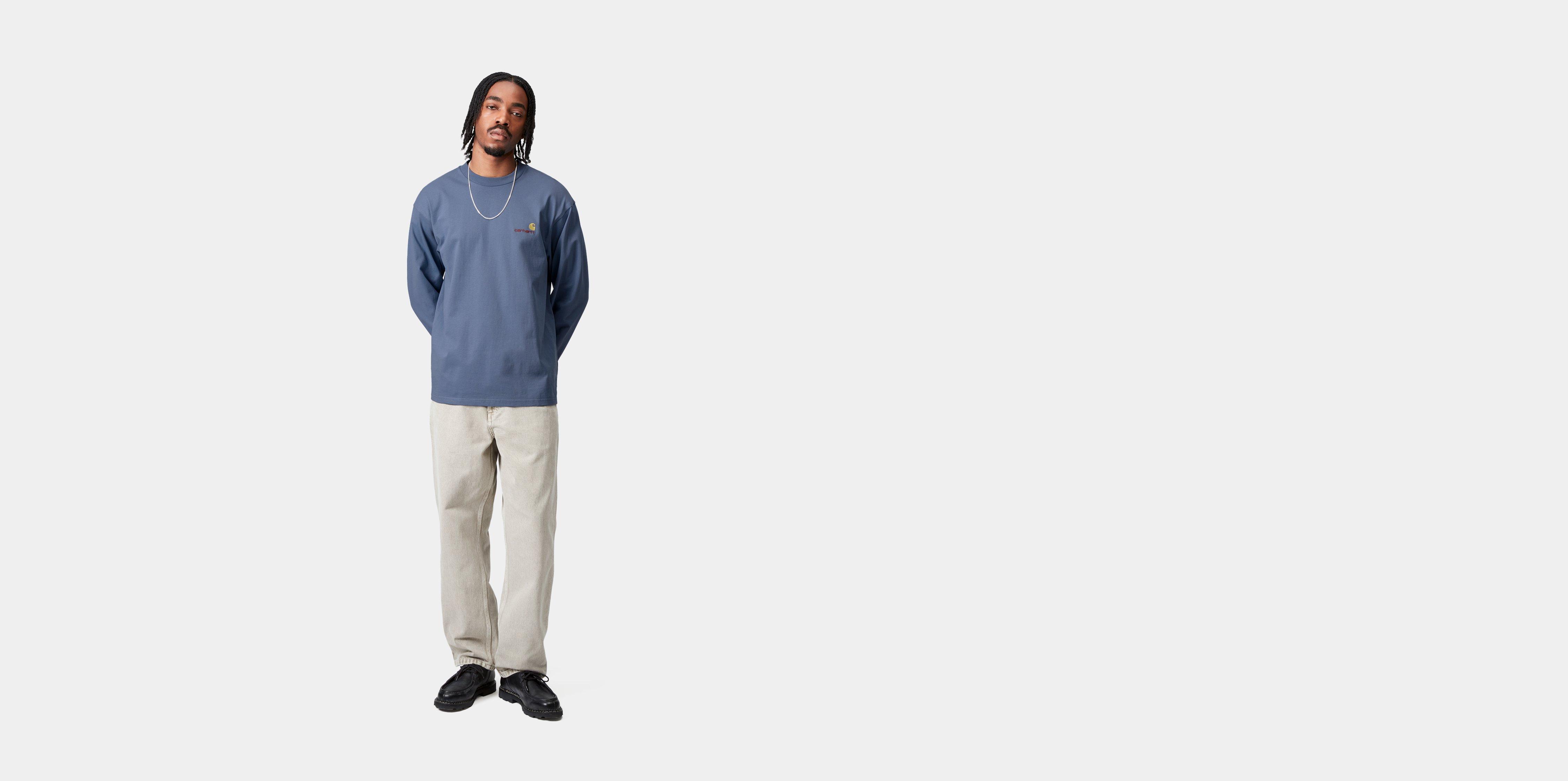 Carhartt WIP Long Sleeve American Script T-Shirt in Bleu