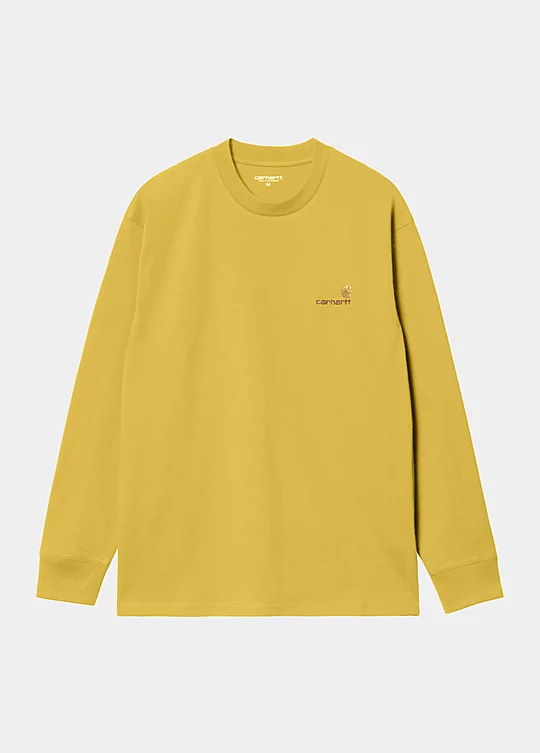 Carhartt WIP Long Sleeve American Script T-Shirt in Yellow