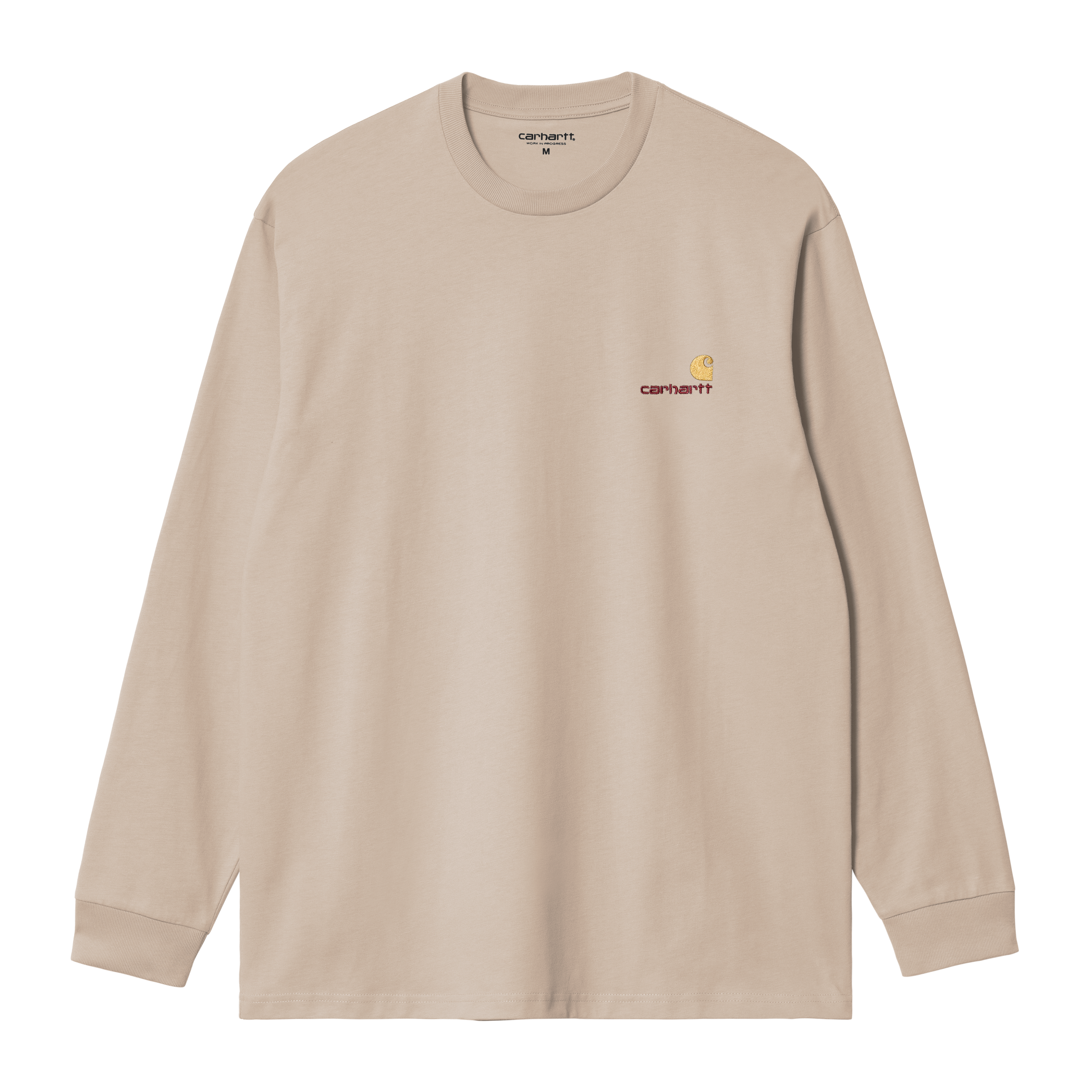 Carhartt WIP Long Sleeve American Script T-Shirt in Beige