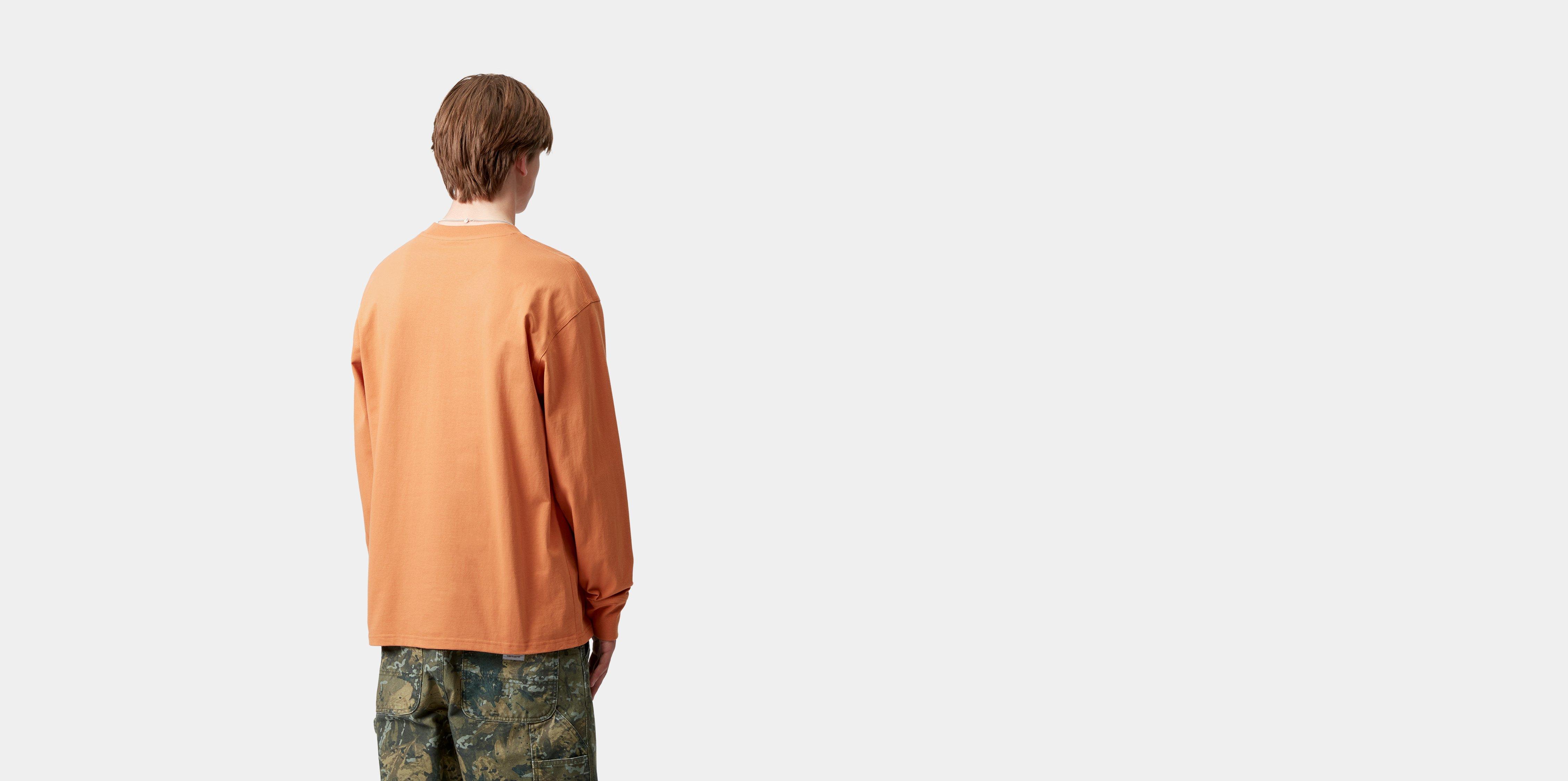 Carhartt WIP Long Sleeve American Script T-Shirt in Orange