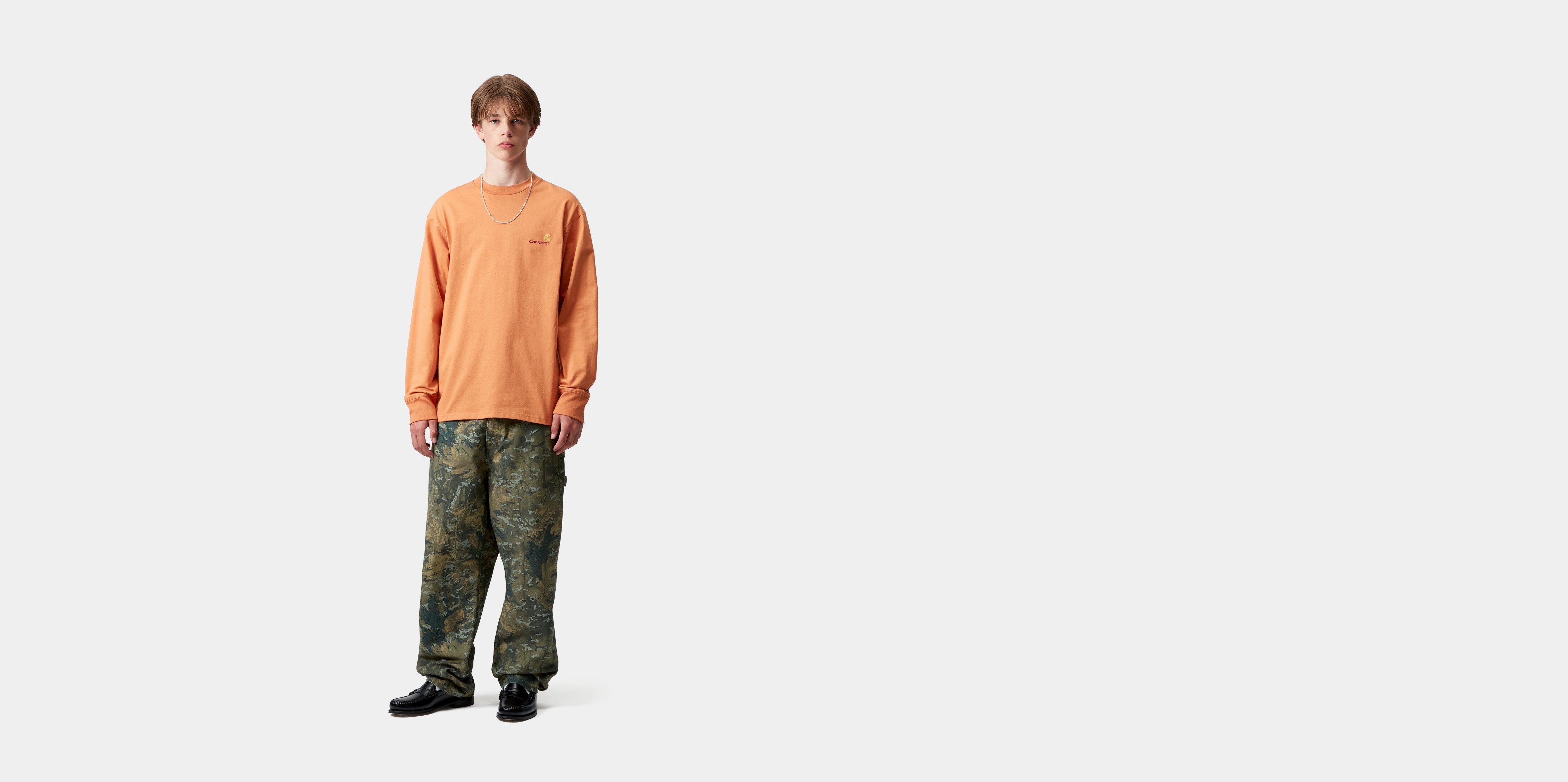 Carhartt WIP Long Sleeve American Script T-Shirt in Orange