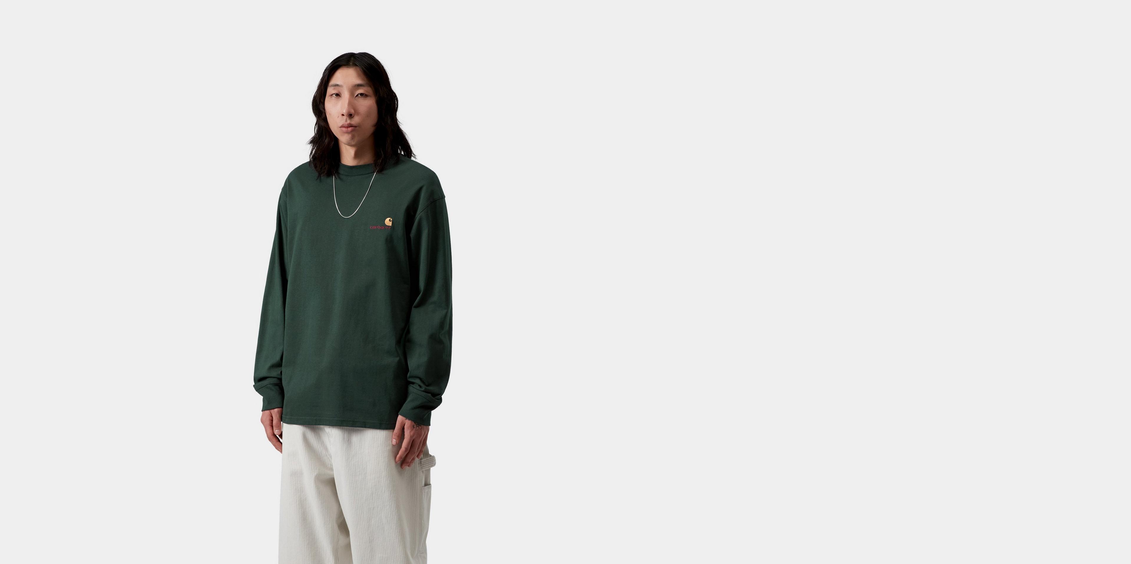Carhartt WIP L/S American Script T-Shirt, Kale Green | Official