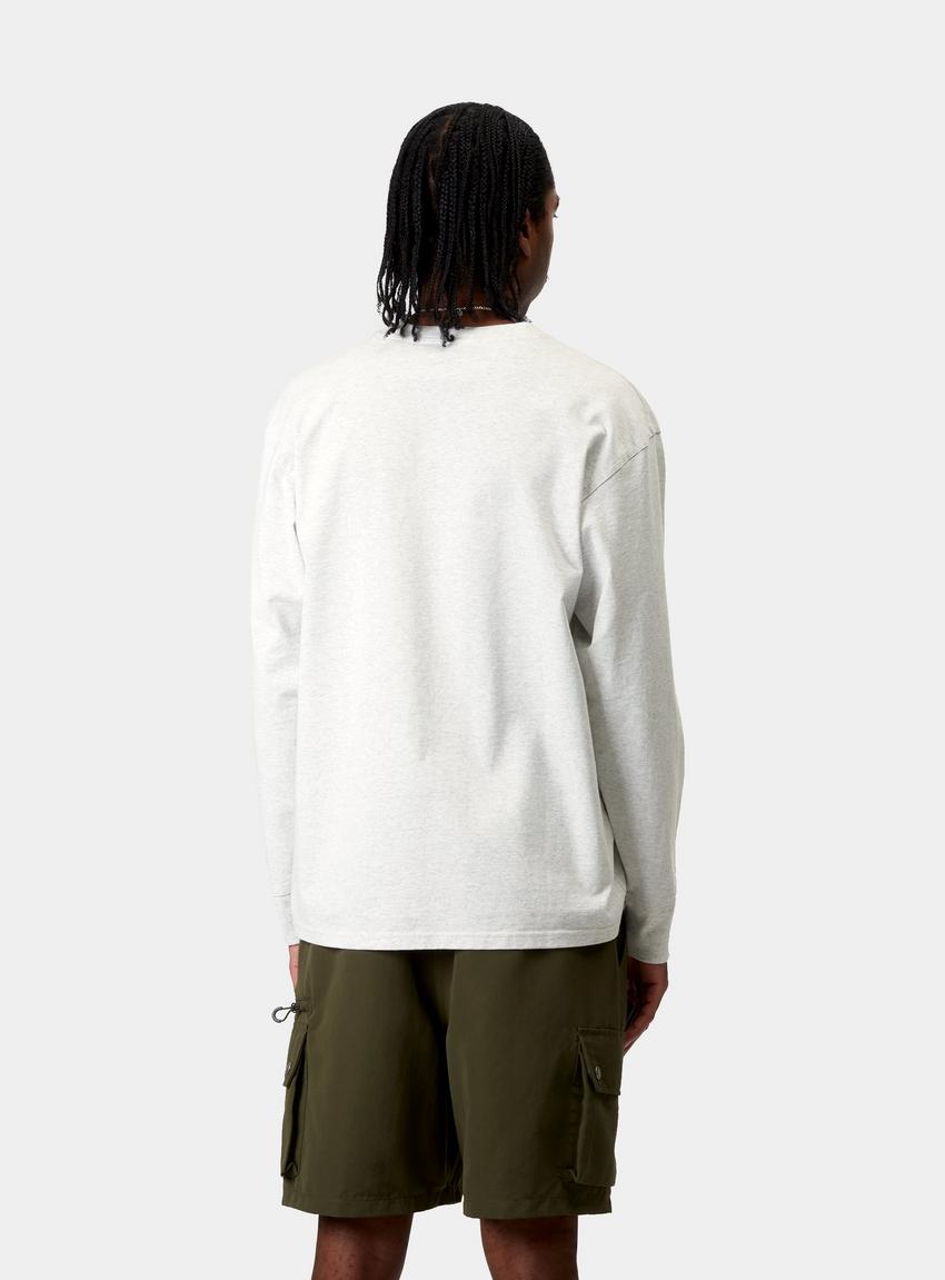 CARHARTT WIP| (L/S AMERICAN SCRIPT T-SHIRT (I029955 2BR Carhartt WIP L/S American Script T-Shirt, Ash Heather