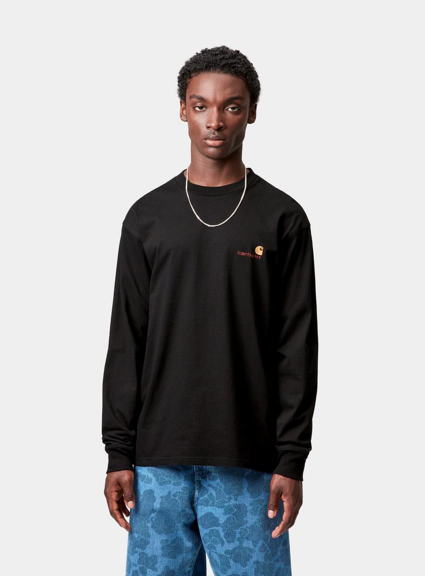 【関税込み】Carhartt 'American Script' T-shirt Carhartt WIP L/S American Script T-Shirt, Black | Official