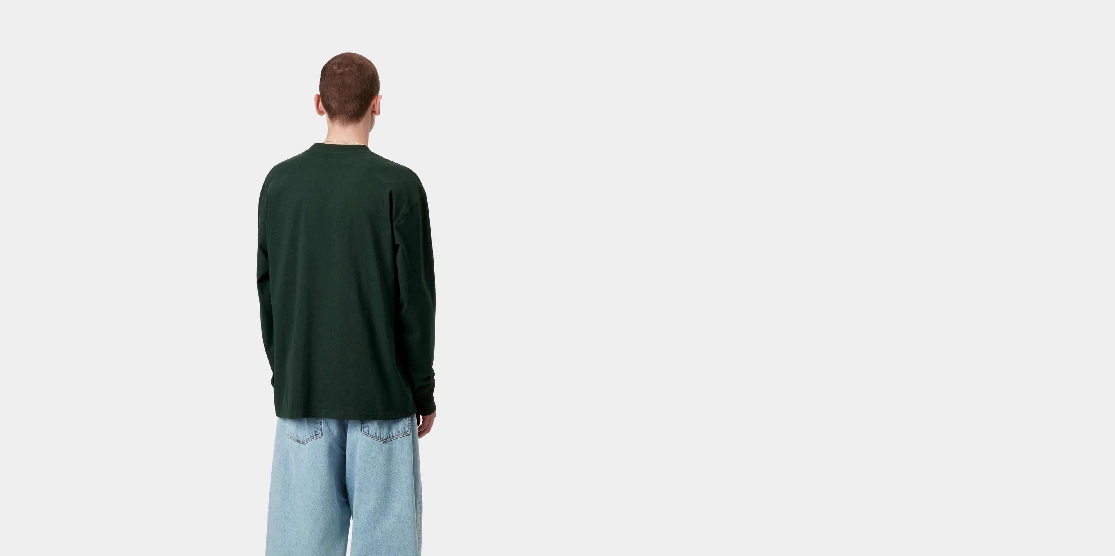 Carhartt WIP L/S American Script T-Shirt, Conifer | Official