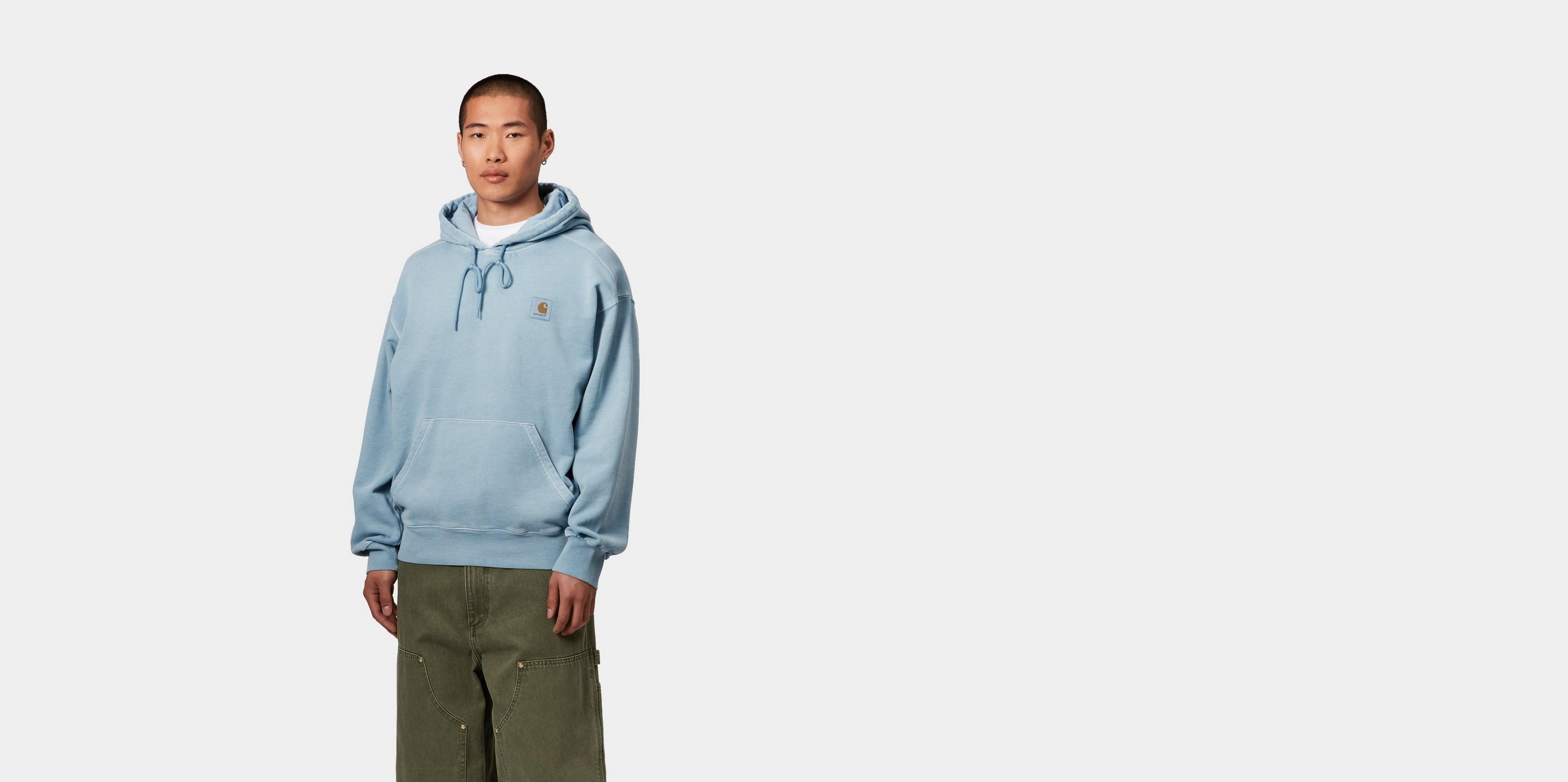 【carhartt】\"Nelson Sweat\"ロゴラベル付スウェットシャツ/blue Carhartt パーカー CARHARTT HOODED NELSON SWEATSHIRT