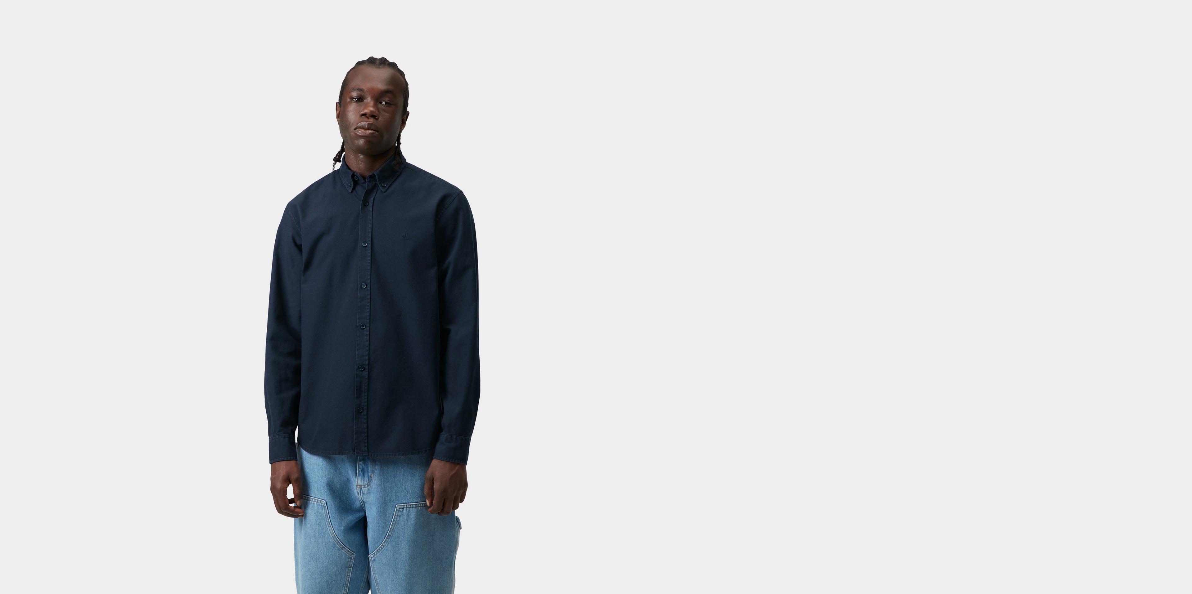 STONE  ダークブルー長袖シャツ Carhartt WIP L/S Bolton Shirt, Dark Navy | Official Online Store