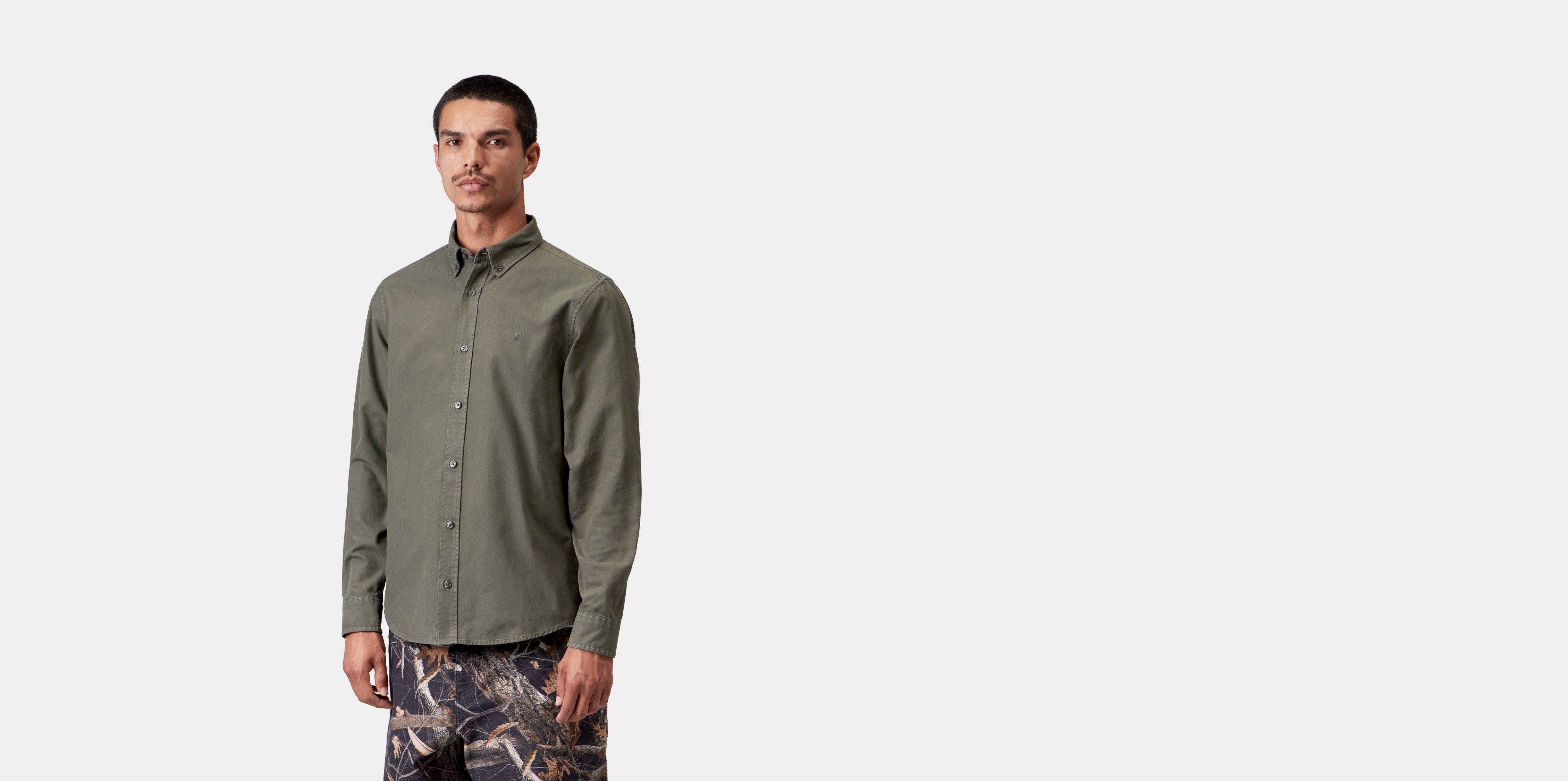 Carhartt WIP L/S Bolton Shirt Shungite garment dyed | black | XL | Men
