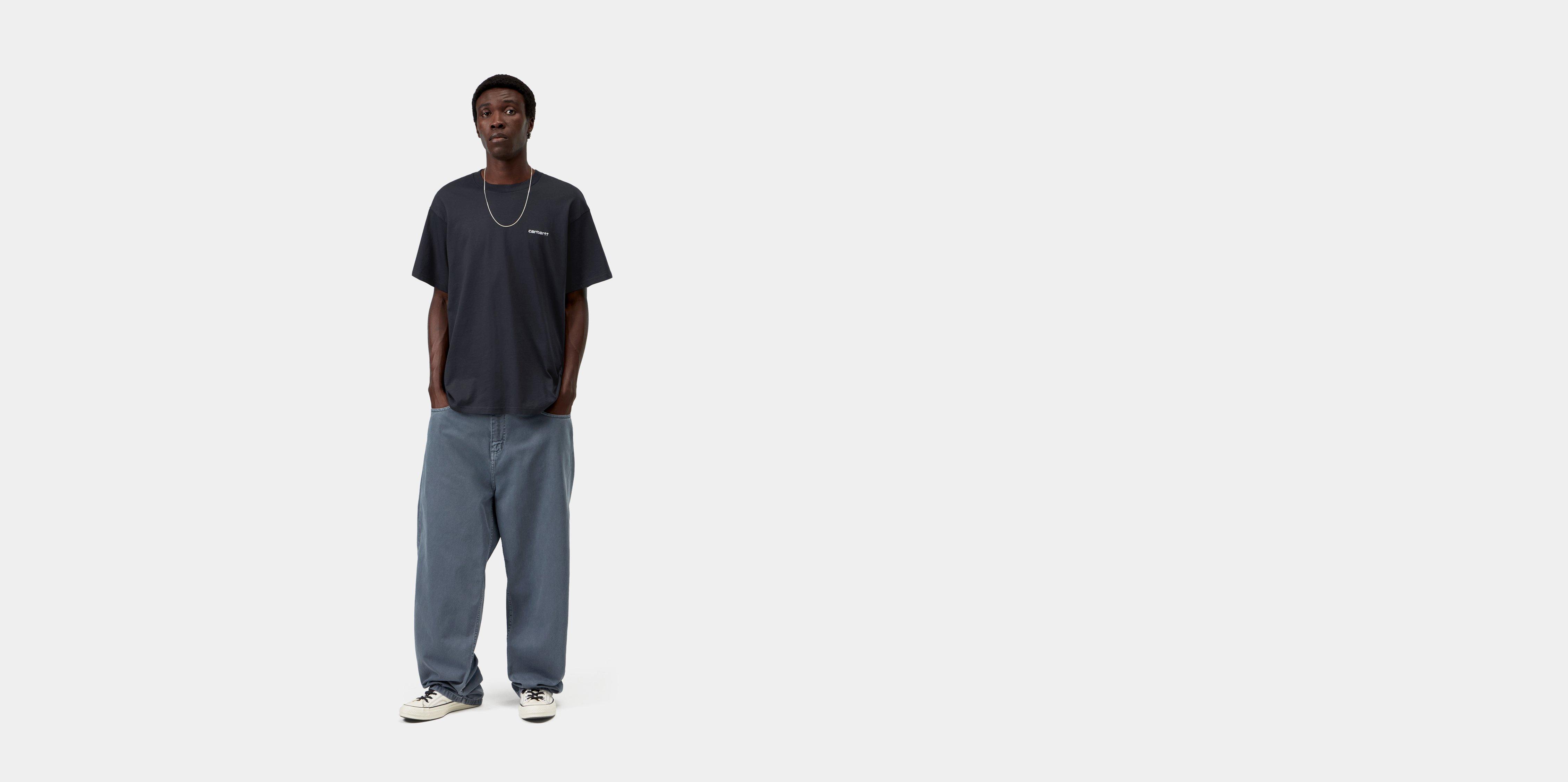 Carhartt WIP S/S Script Embroidery T-Shirt, Dark Navy / White