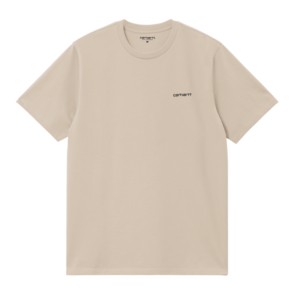 S/S Script Embroidery T-Shirt Fleur De Sel / Black