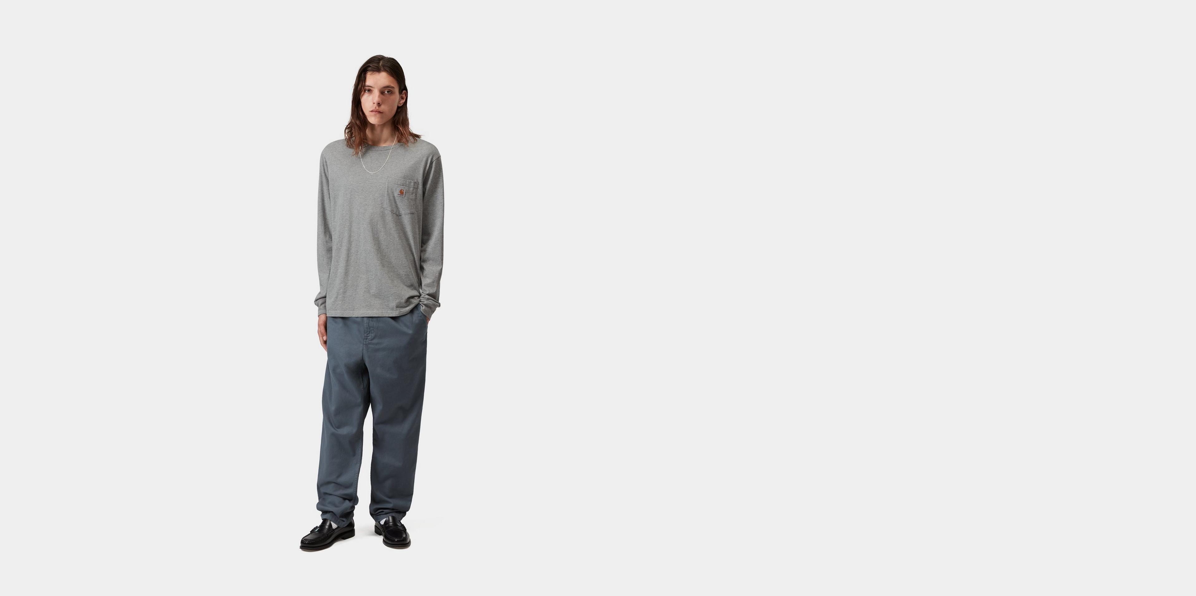 Carhartt WIP L/S Pocket T-Shirt, Grey Heather | Official Online Store