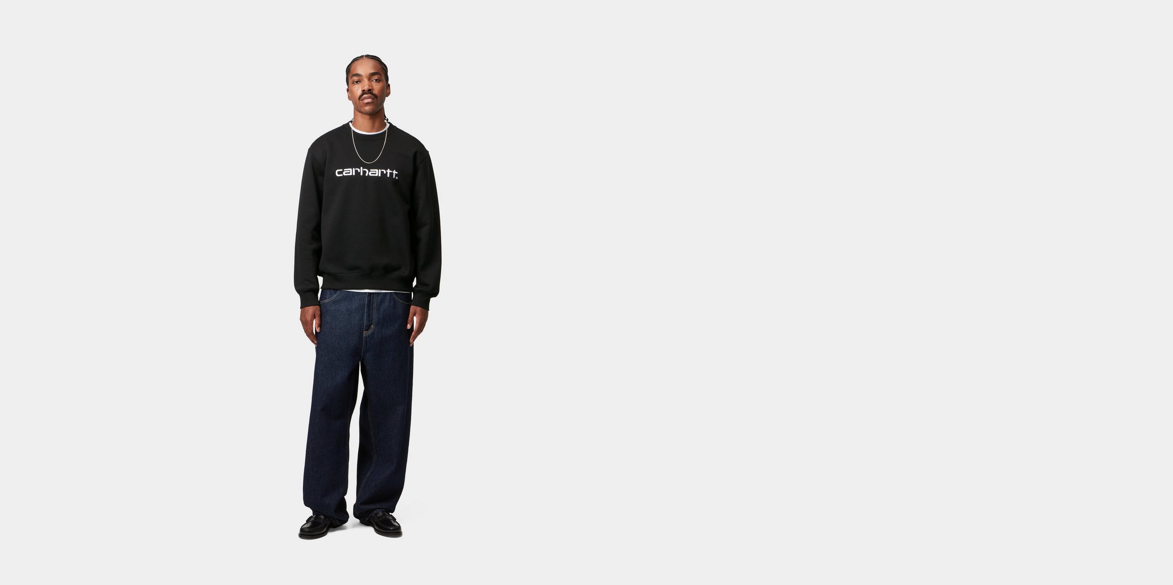 【関税&送料込】Carhartt Wip Hudson Black Sweatshirt Carhartt WIP Script Half Zip Sweatshirt, Black/White