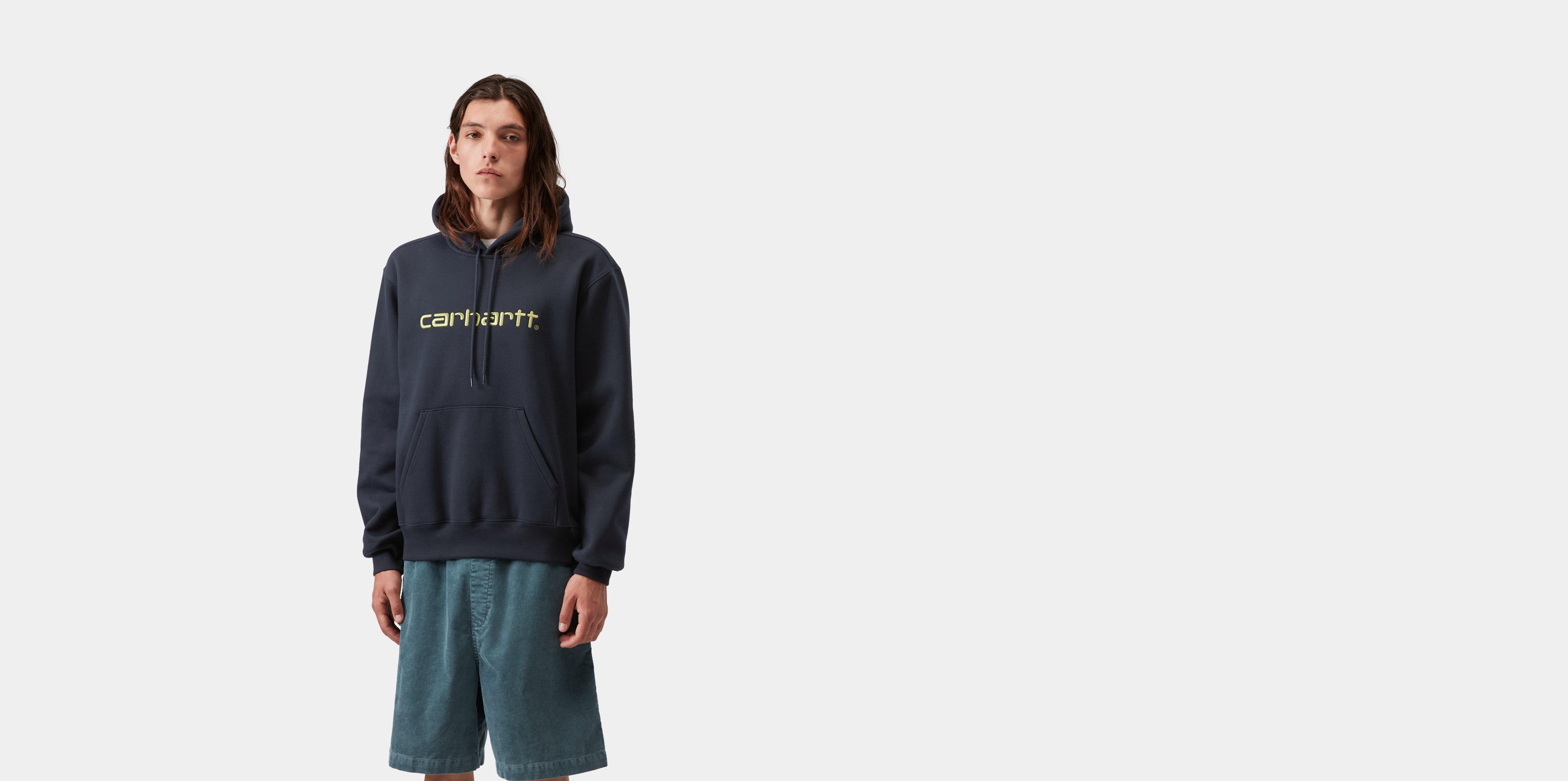 Carhartt WIP Hooded Carhartt Sweatshirt Deep Night / Gentle Green | blue | XS | Men