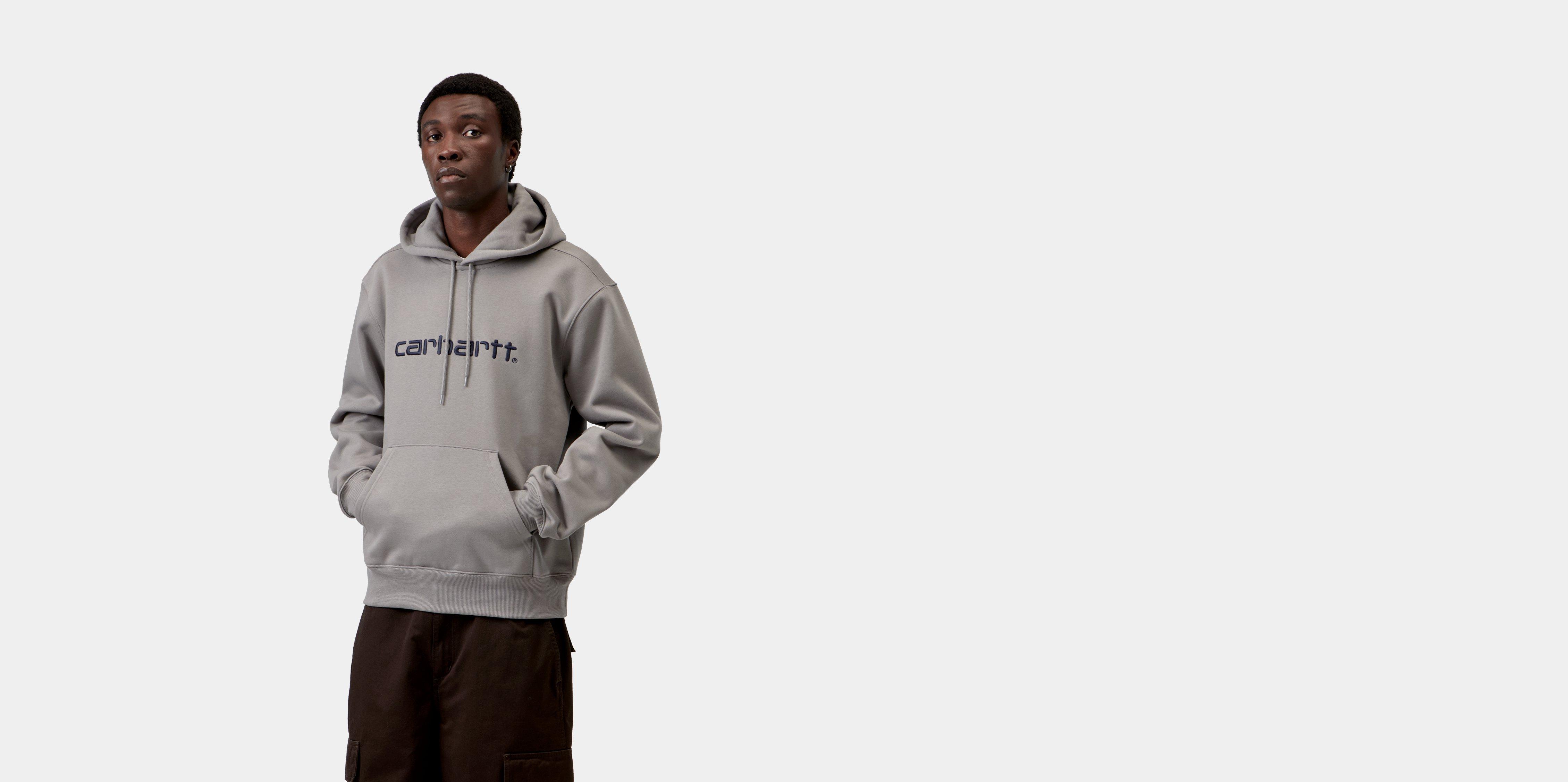 Carhartt WIP Hooded Carhartt Sweatshirt Shady Grey / Dark Navy | S | Men