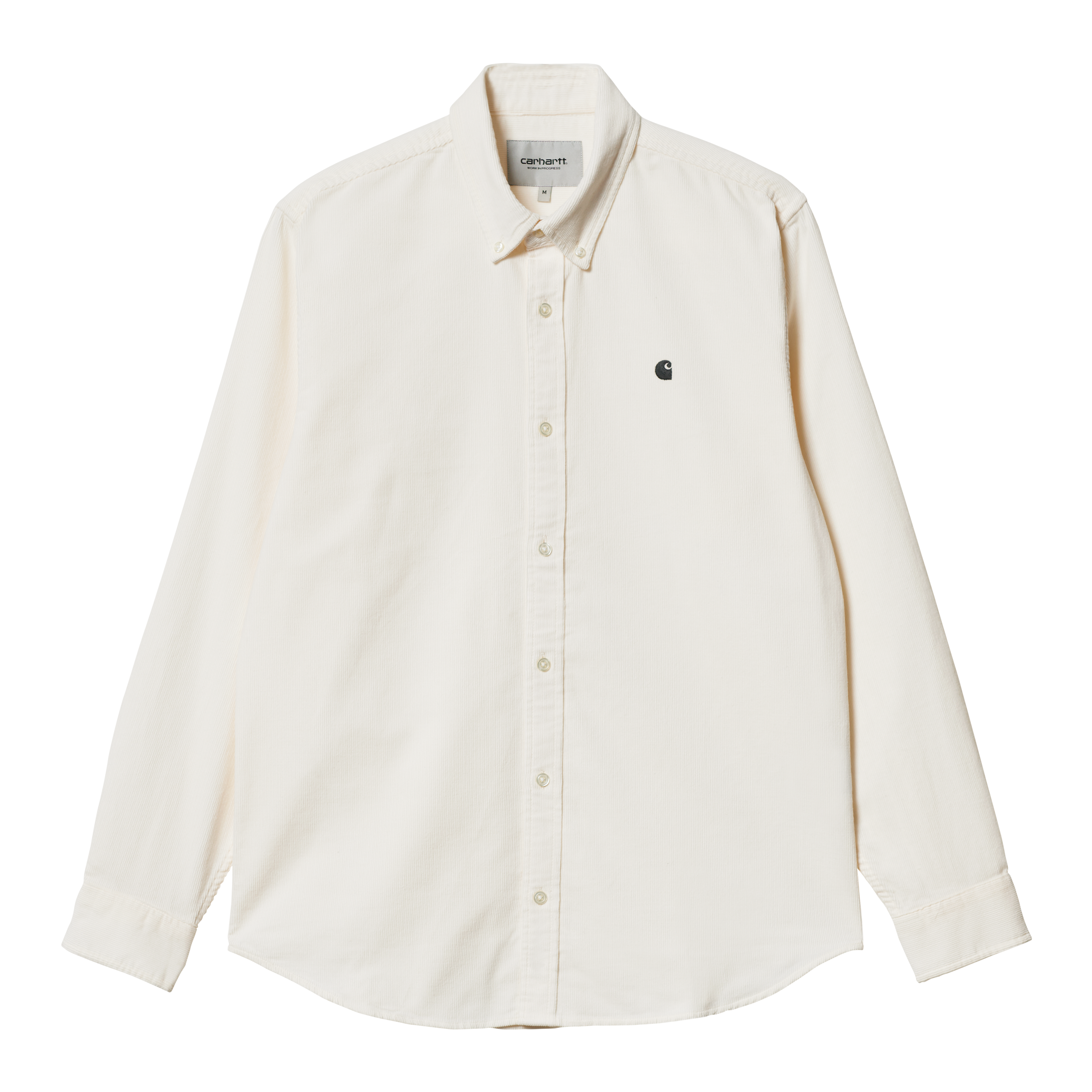 Carhartt WIP Long Sleeve Madison Fine Cord Shirt in Bianco