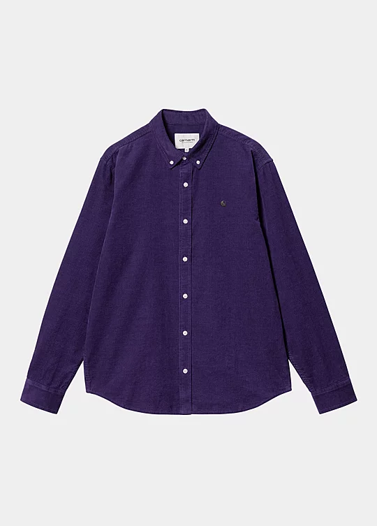 Carhartt WIP Long Sleeve Madison Fine Cord Shirt in Purple