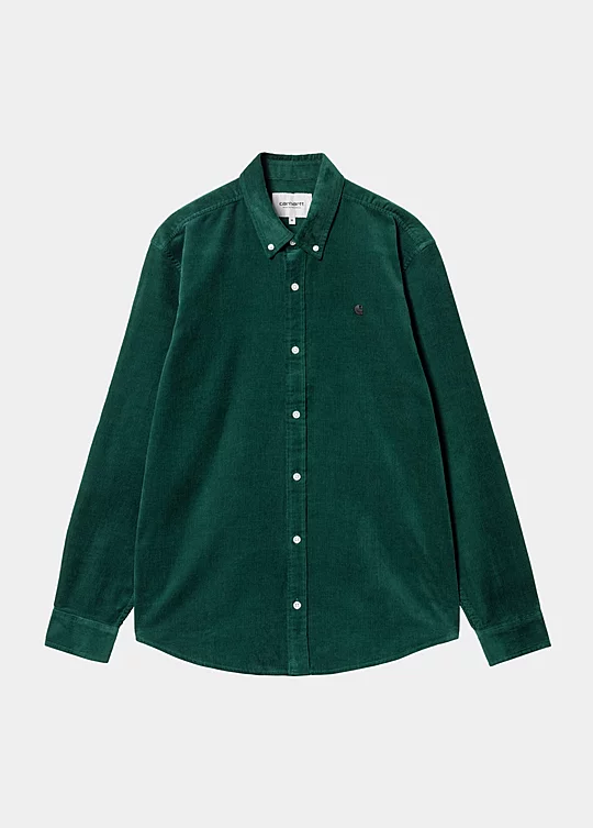 Carhartt WIP Long Sleeve Madison Fine Cord Shirt in Green