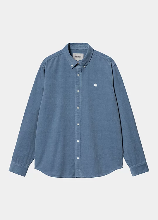 Carhartt WIP Long Sleeve Madison Fine Cord Shirt en Azul