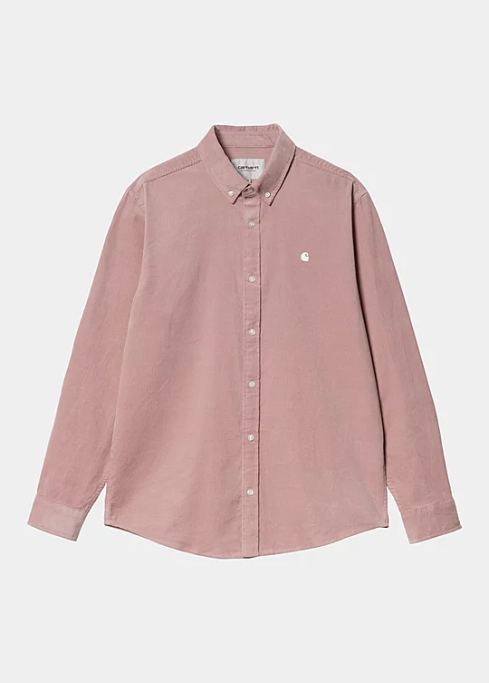 Carhartt WIP Long Sleeve Madison Fine Cord Shirt en Rosa