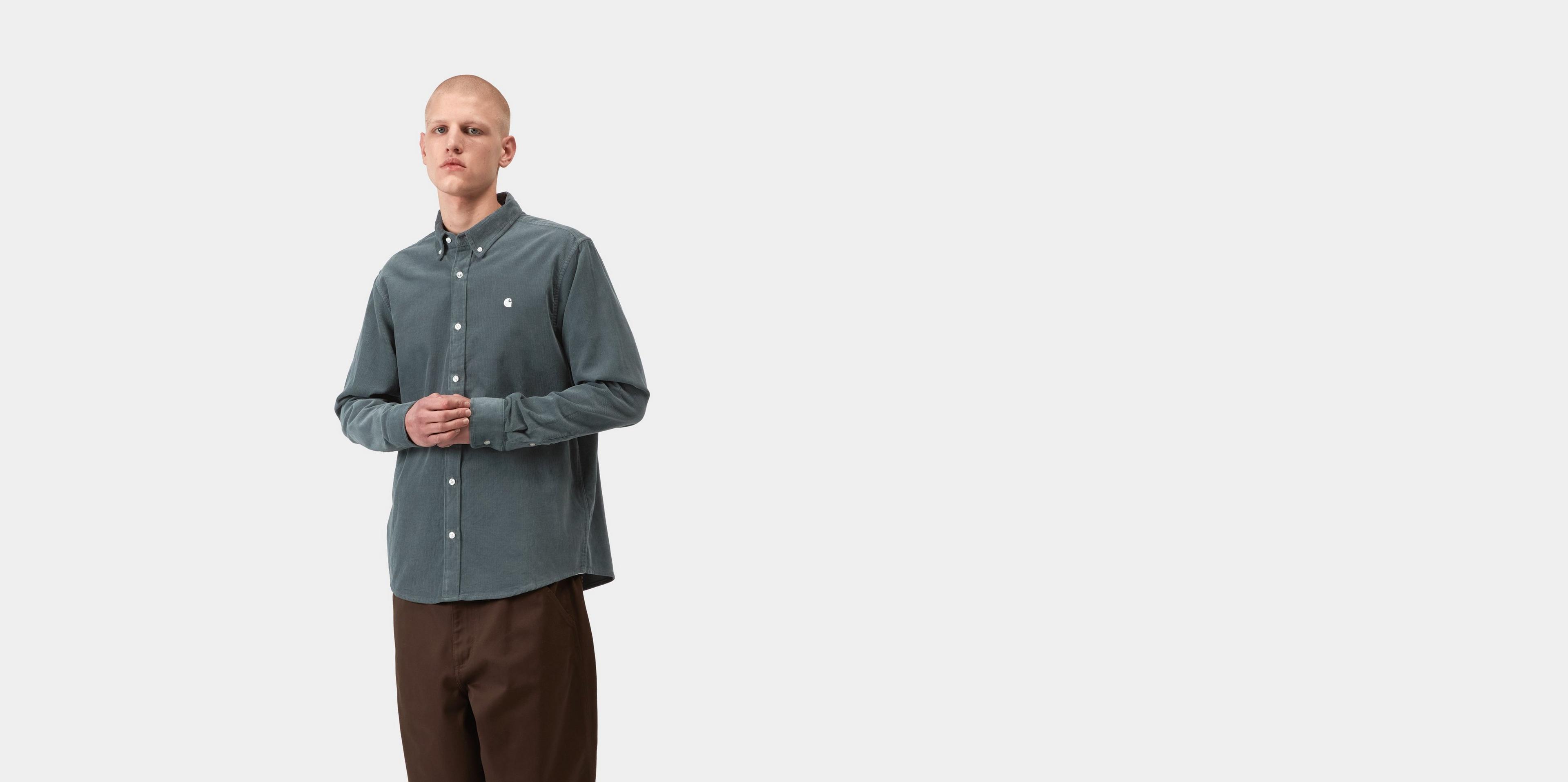 Carhartt WIP L/S Madison Fine Cord Shirt, Cozy Blue / Wax