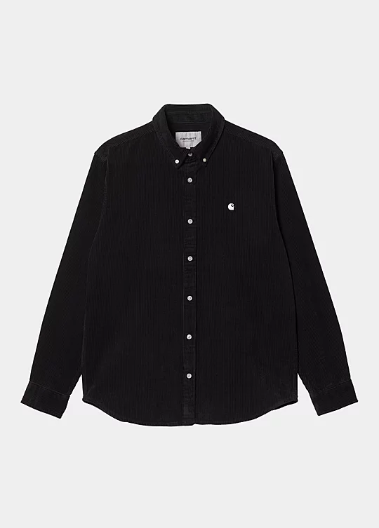 Carhartt WIP Long Sleeve Madison Fine Cord Shirt in Black