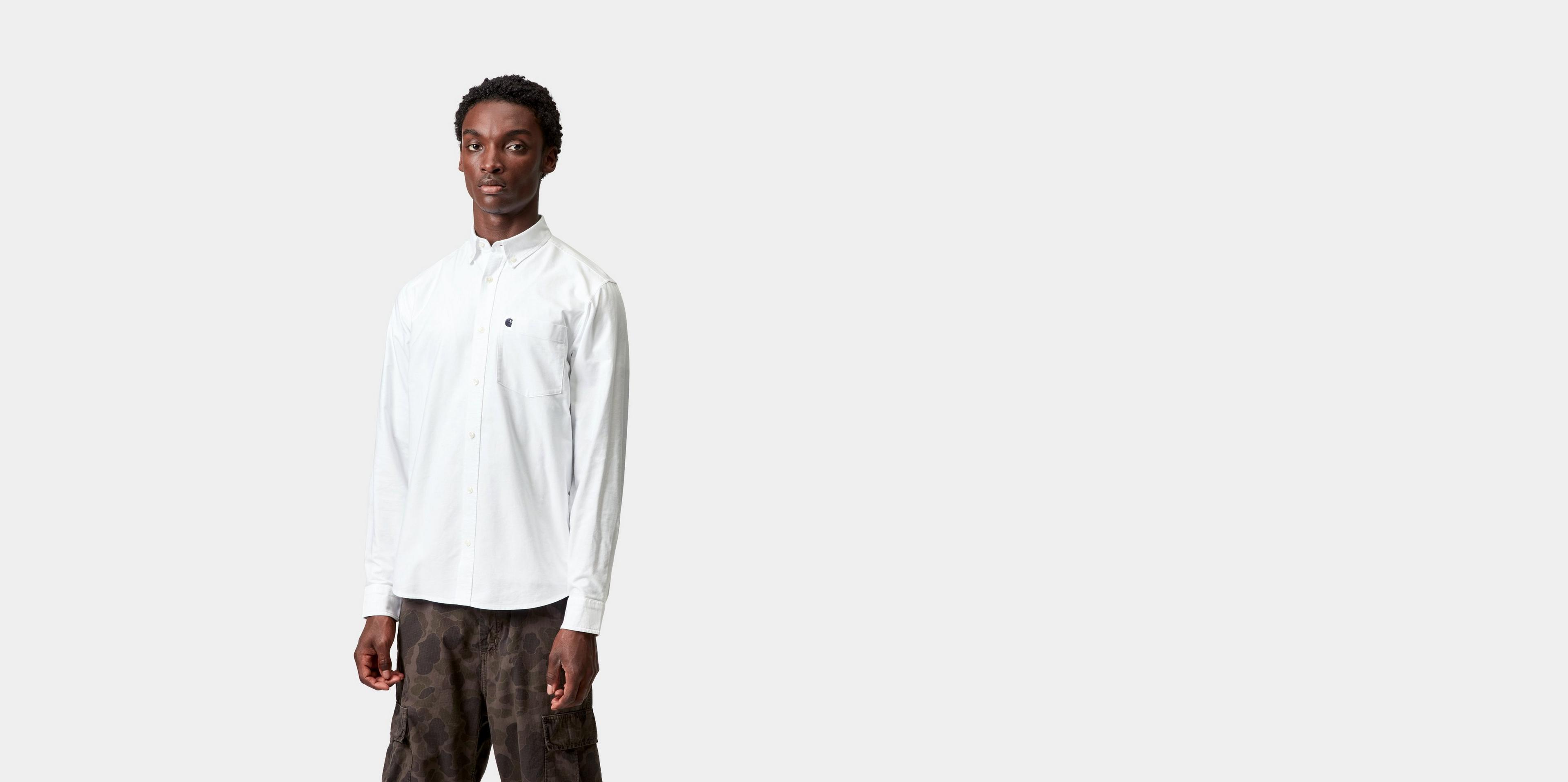 Carhartt WIP L/S C-Logo Shirt, White / Dark Navy | Official