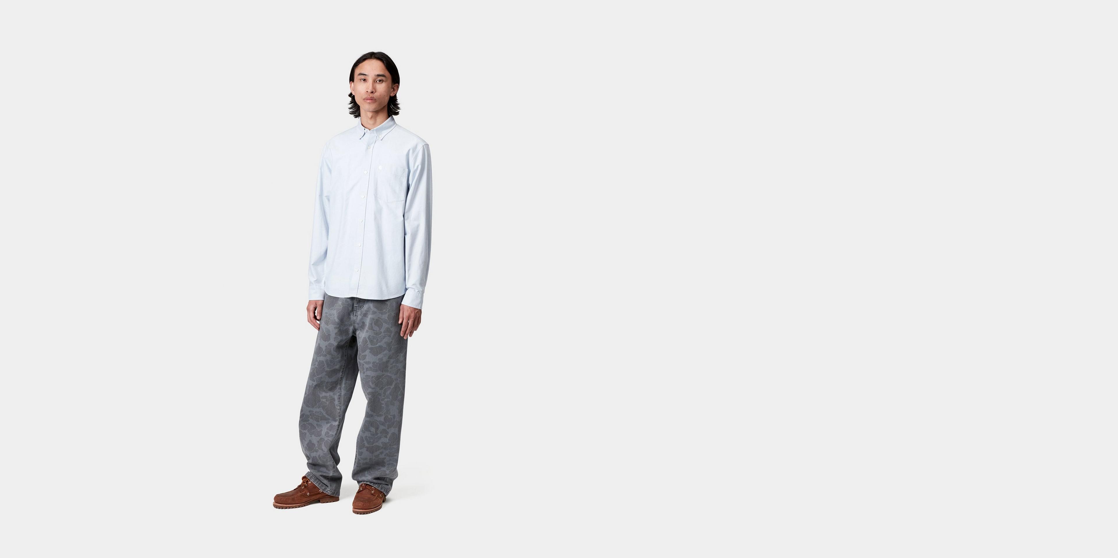 Carhartt WIP L/S C-Logo Shirt, Blue Fog / White | Official