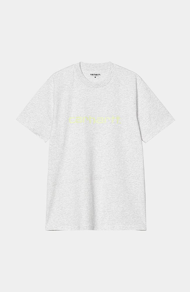 ★人気★carhartt★S/S LOGO T-SHIRT Ash Heather Carhartt WIP S/S Script T-Shirt, Ash Heather / Air Green