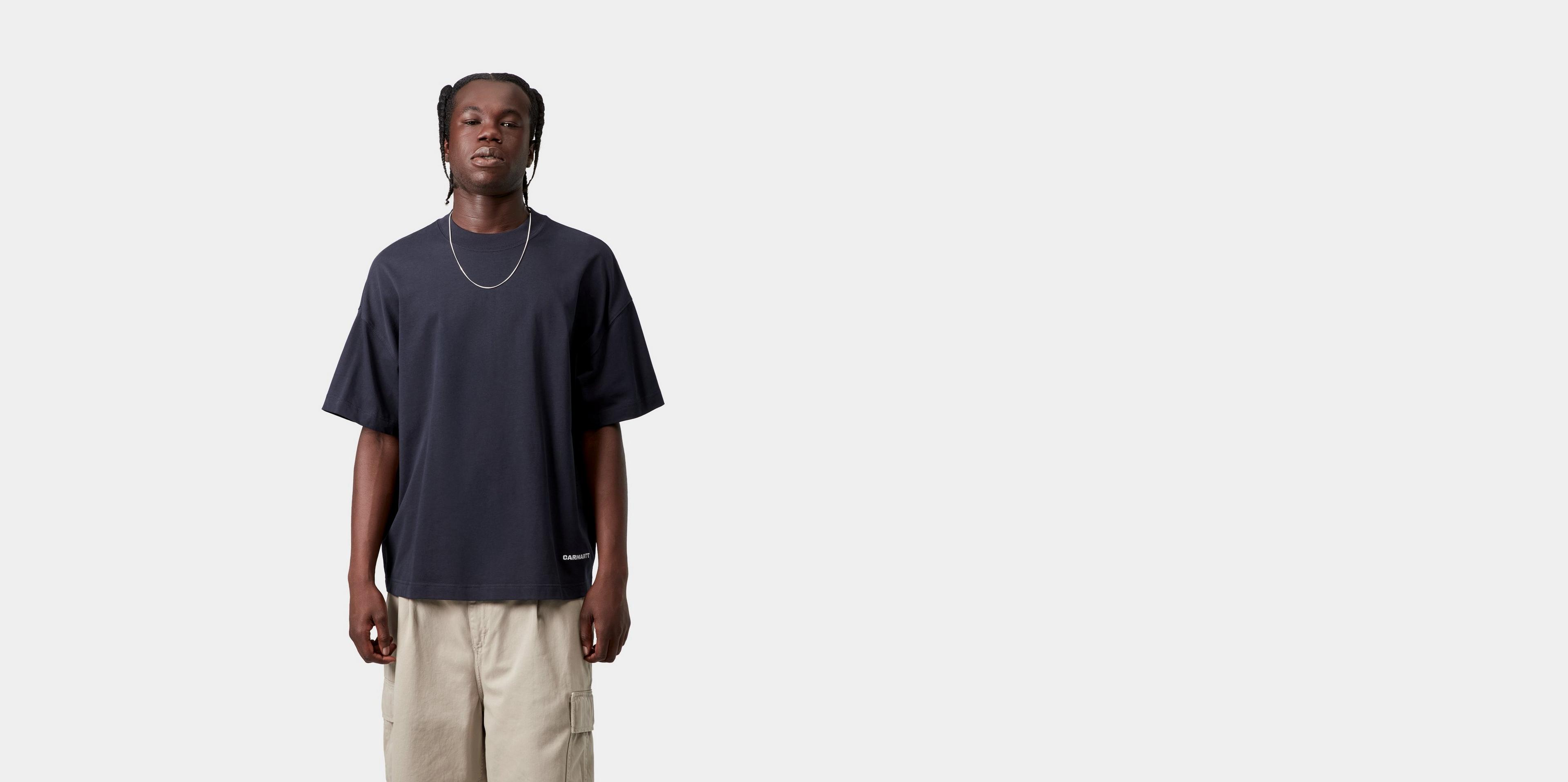 Carhartt WIP S/S Link Script T-Shirt, Dark Navy / White | Official