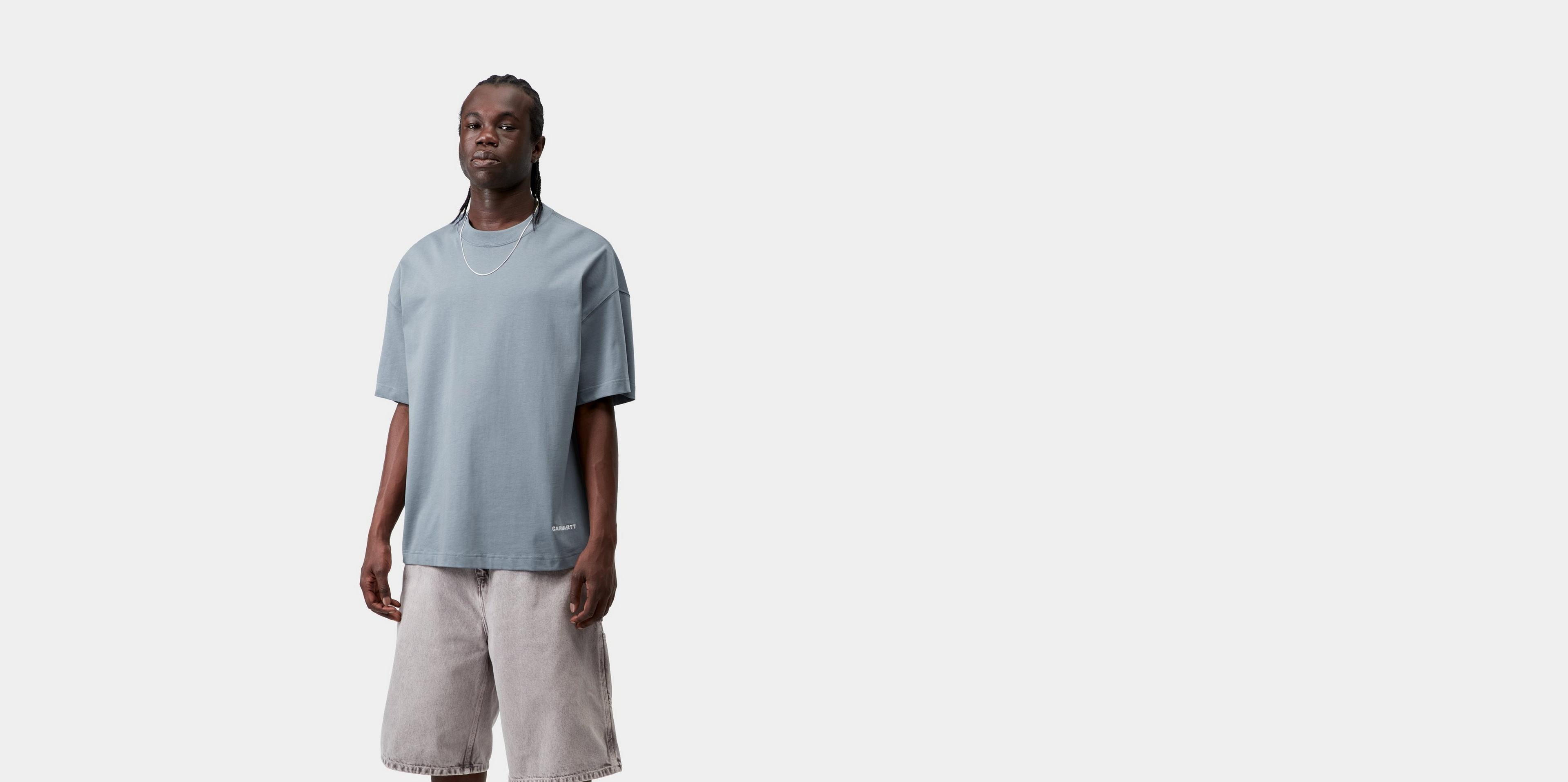 Carhartt WIP S/S Link Script T-Shirt, Velvet Blue / White