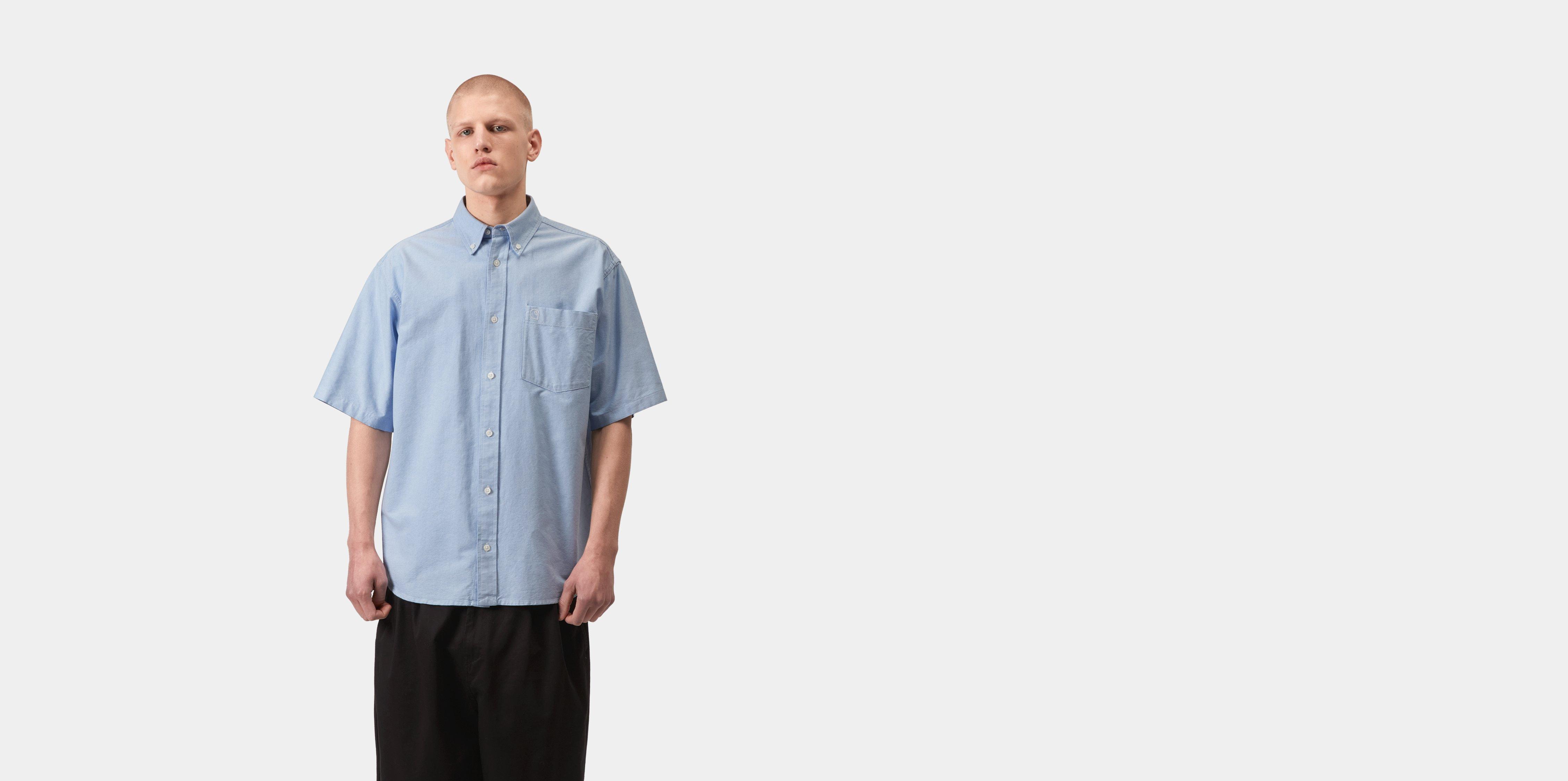 Carhartt WIP S/S Braxton Shirt Bleach / Wax | blue | L | Men