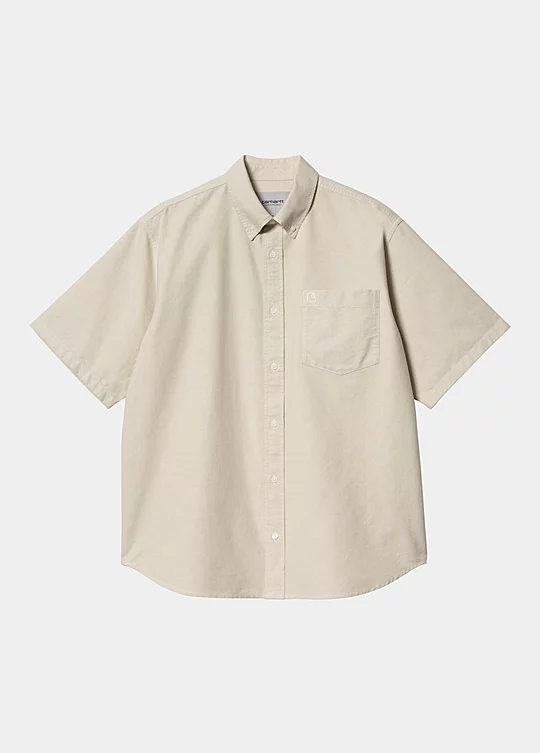 Carhartt WIP Short Sleeve Braxton Shirt in Beige