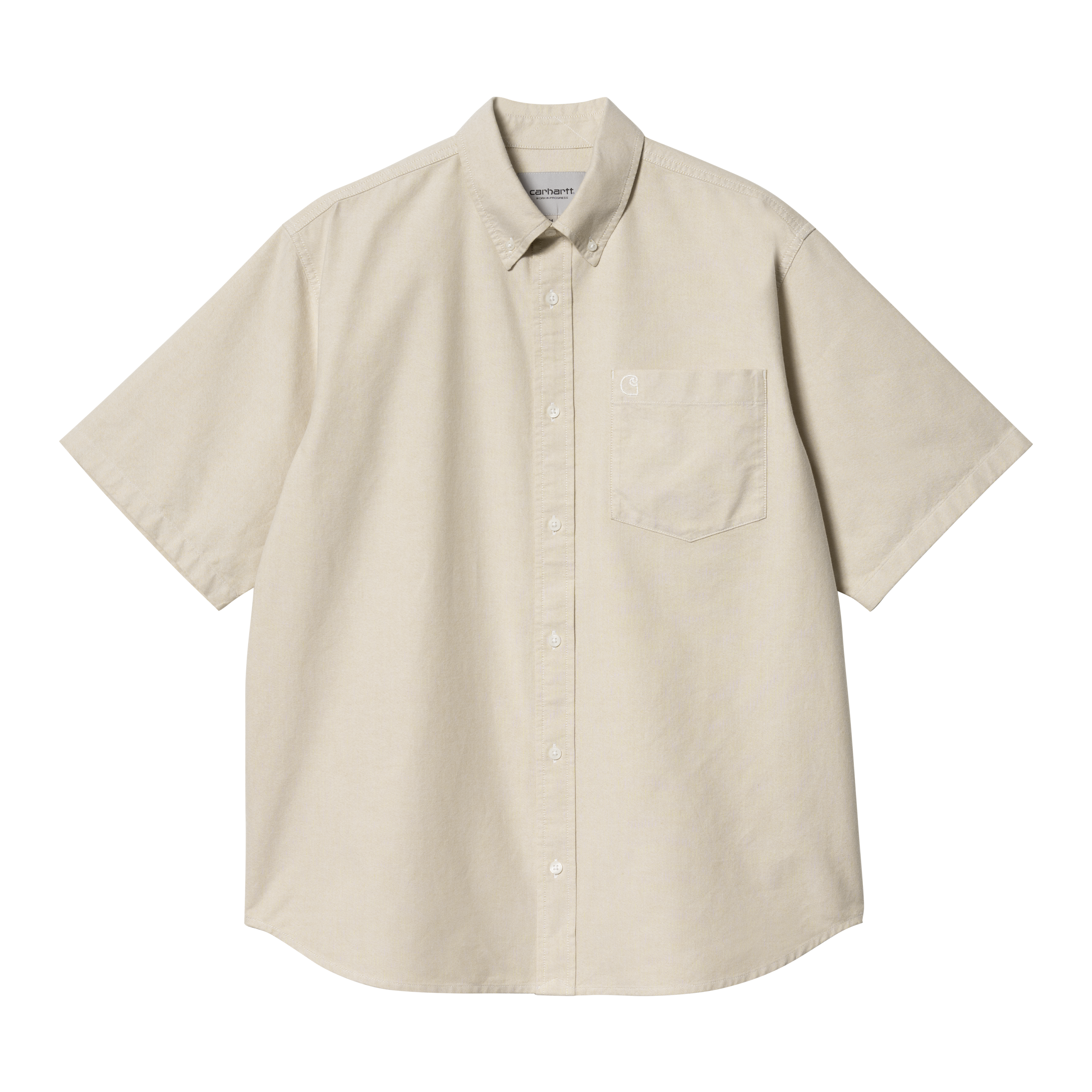 Beige Shirts, Shirt Collar, Short Sleeve Beachwear for Men