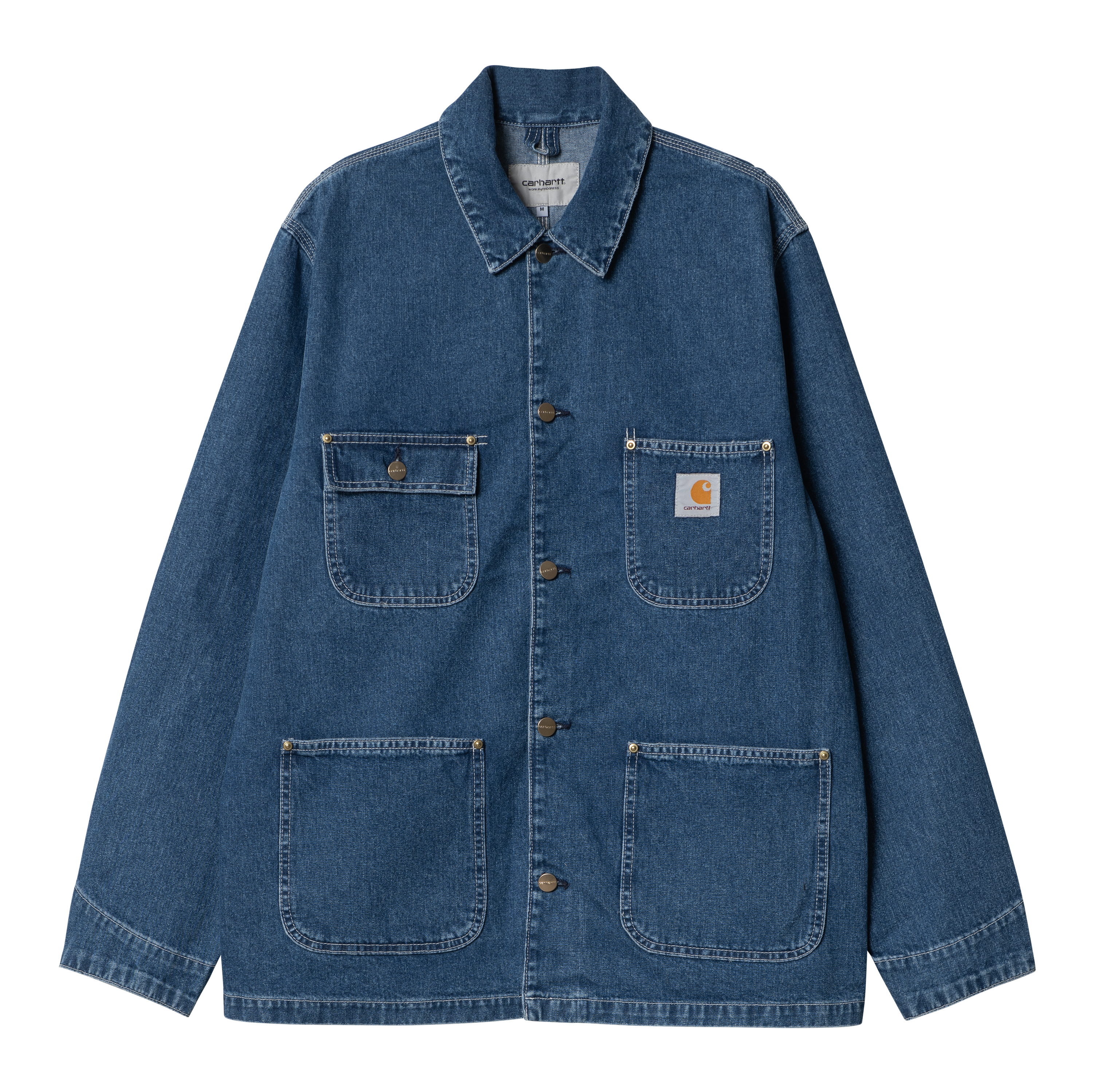 CARHARTT WIP Michigan Chore Coat Dark Stone Wash store Denim Blue Unlined - Size Large