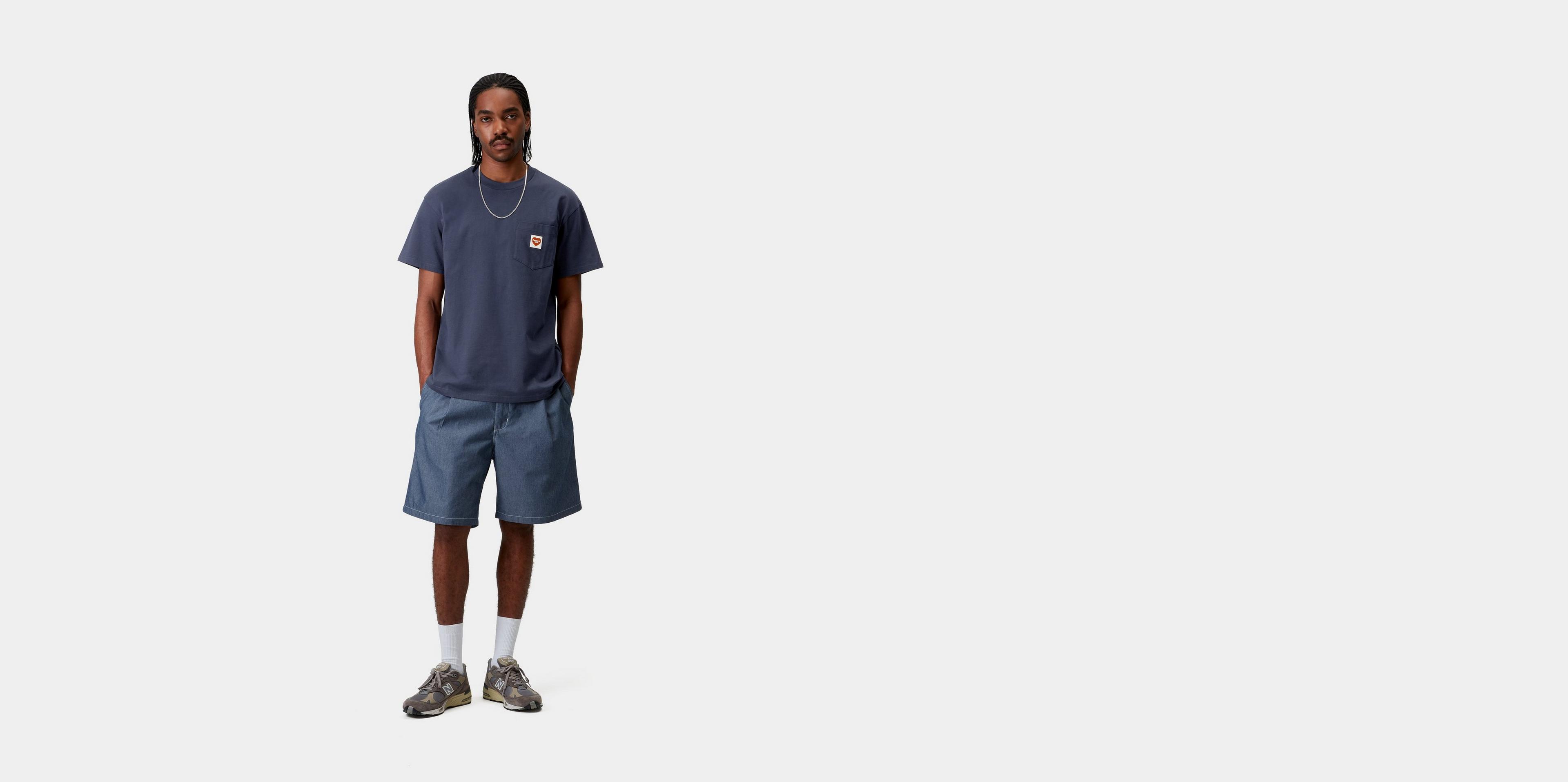 【carhartt】\"S/S Pocket Heart\"ハートロゴコットンTシャツ/Blue Carhartt WIP Pocket Heart T-Shirt Blue