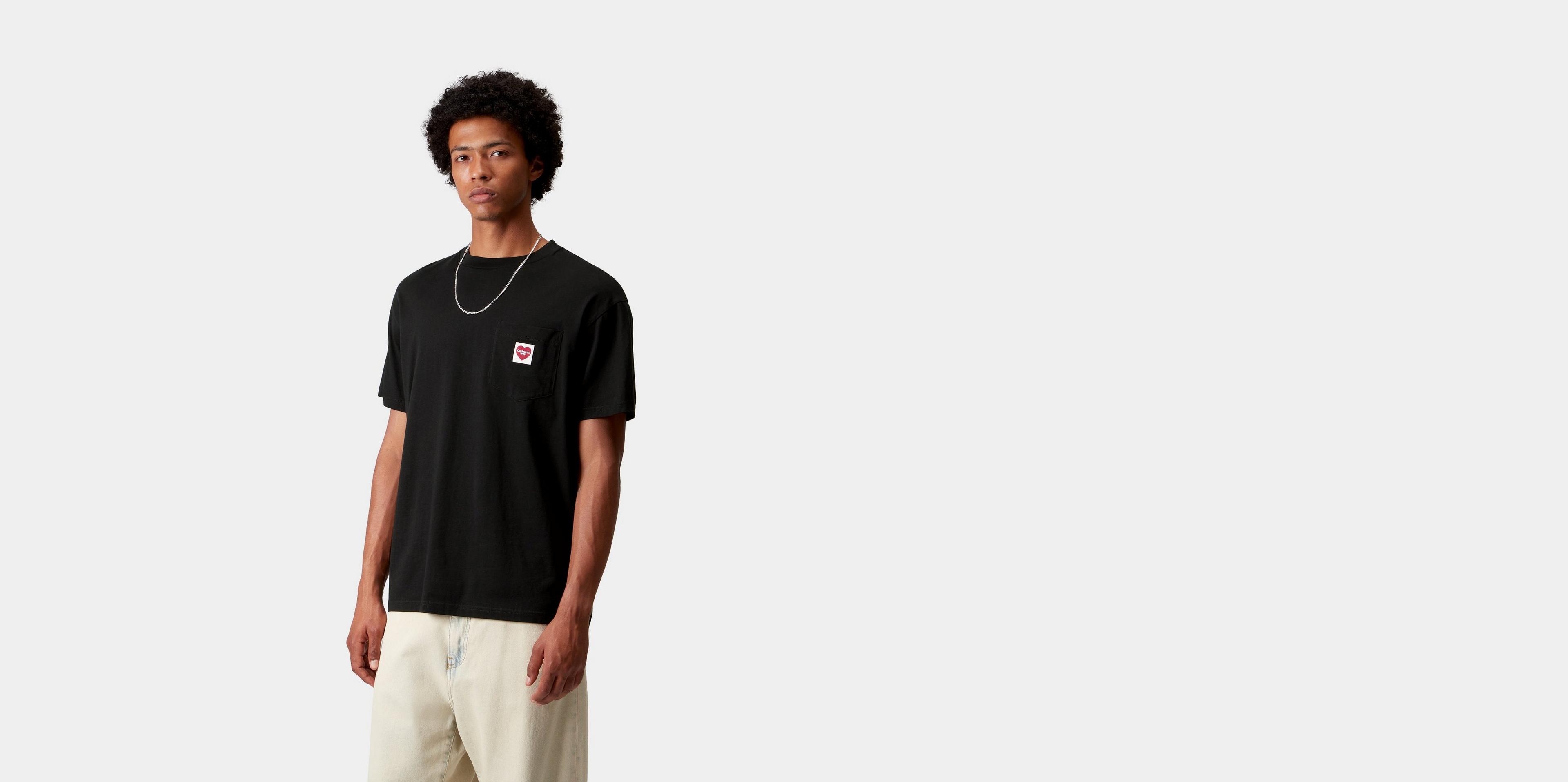 【Carhartt】 ★ W S/S POCKET HEART T-SHIRT ★ 4 COLORS Carhartt WIP S/S Pocket Heart T-Shirt, Black / Red